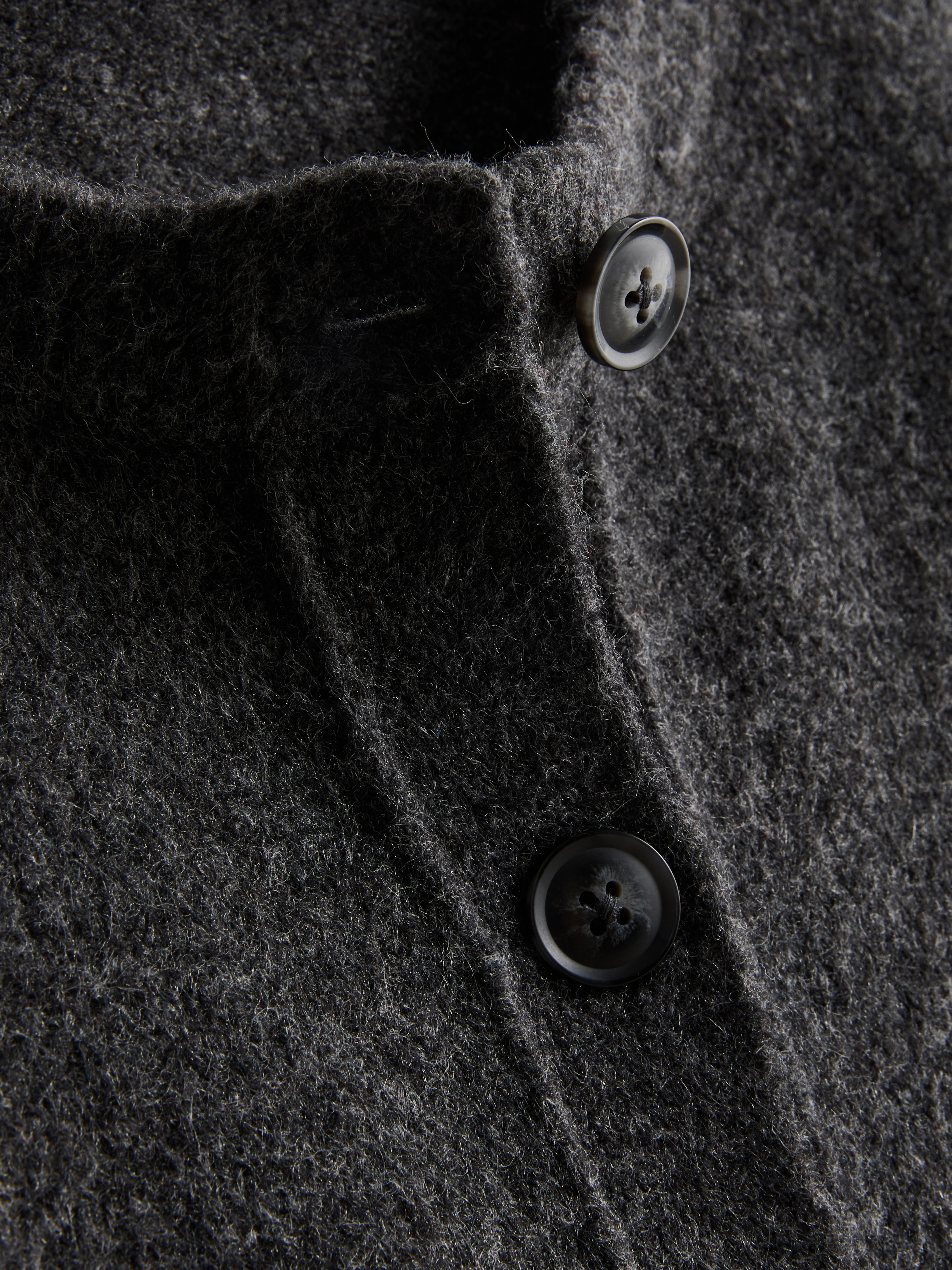 Relaxed Knitted Crew Neck Cardigan - Charcoal