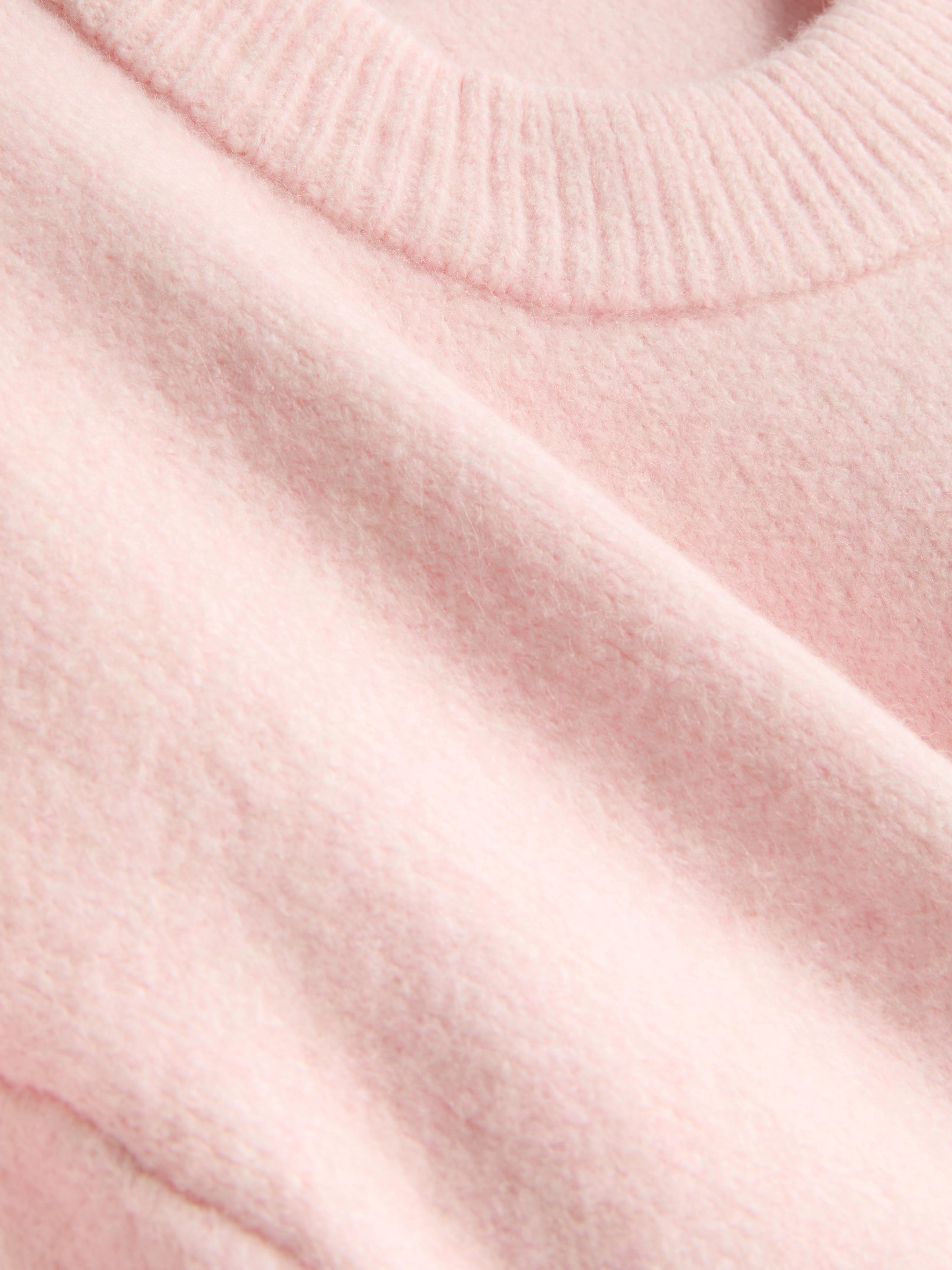 Wool Blend Oversized Crew Neck Sweater - Light Pink