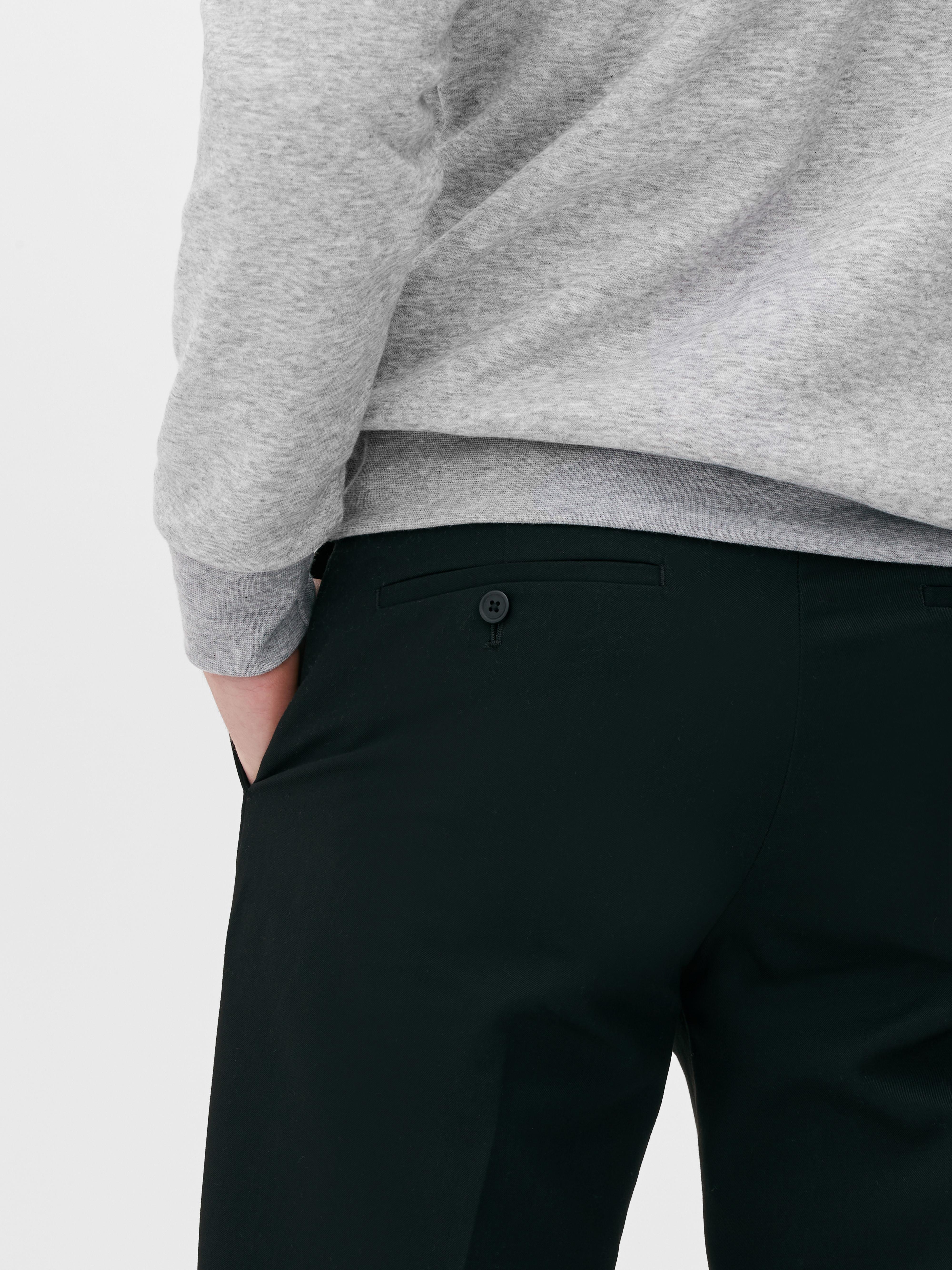 Straight Leg Twill Pants - Black