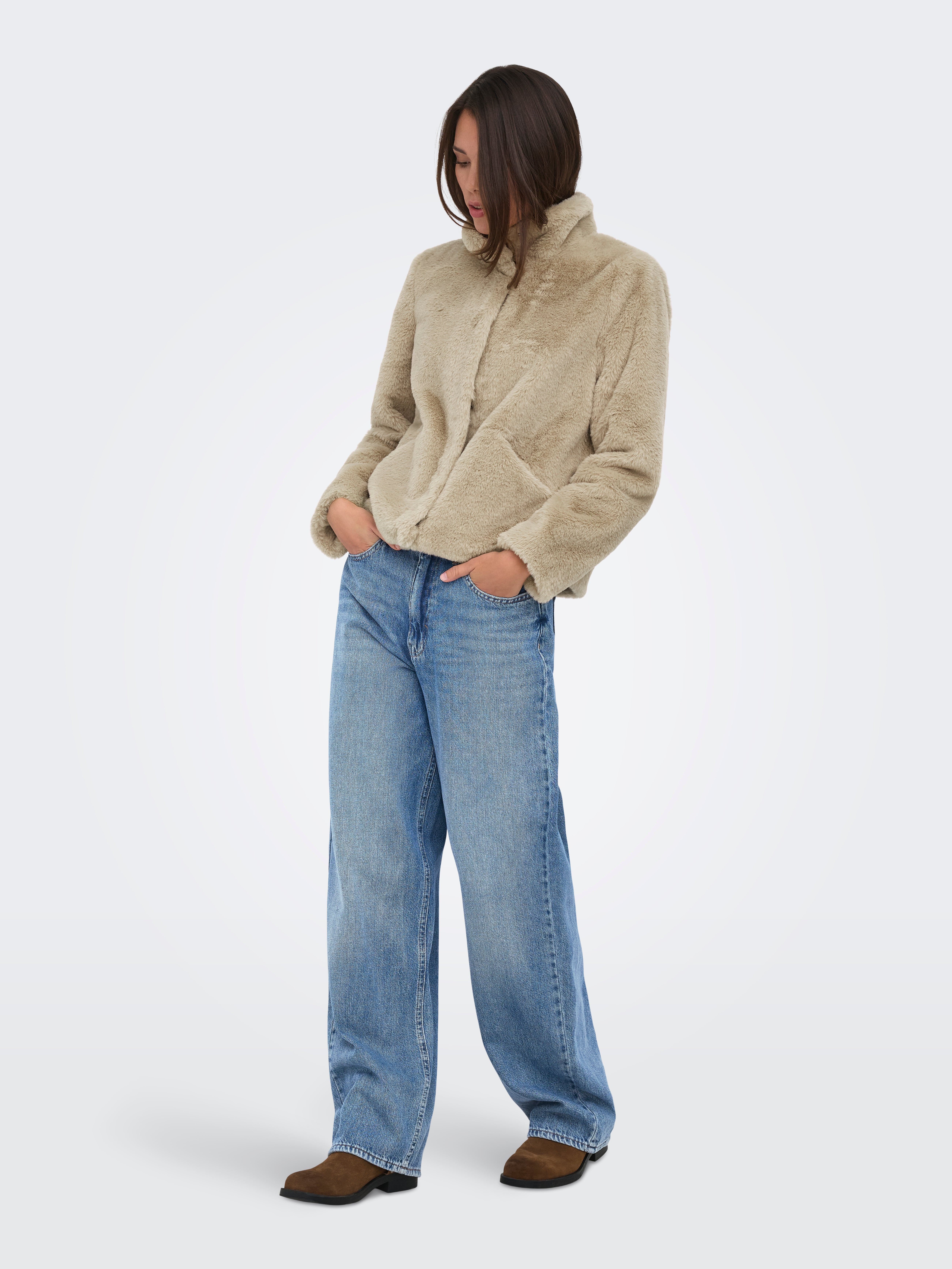 ONLNEWVIDA Synthetic fur jacket Humus
