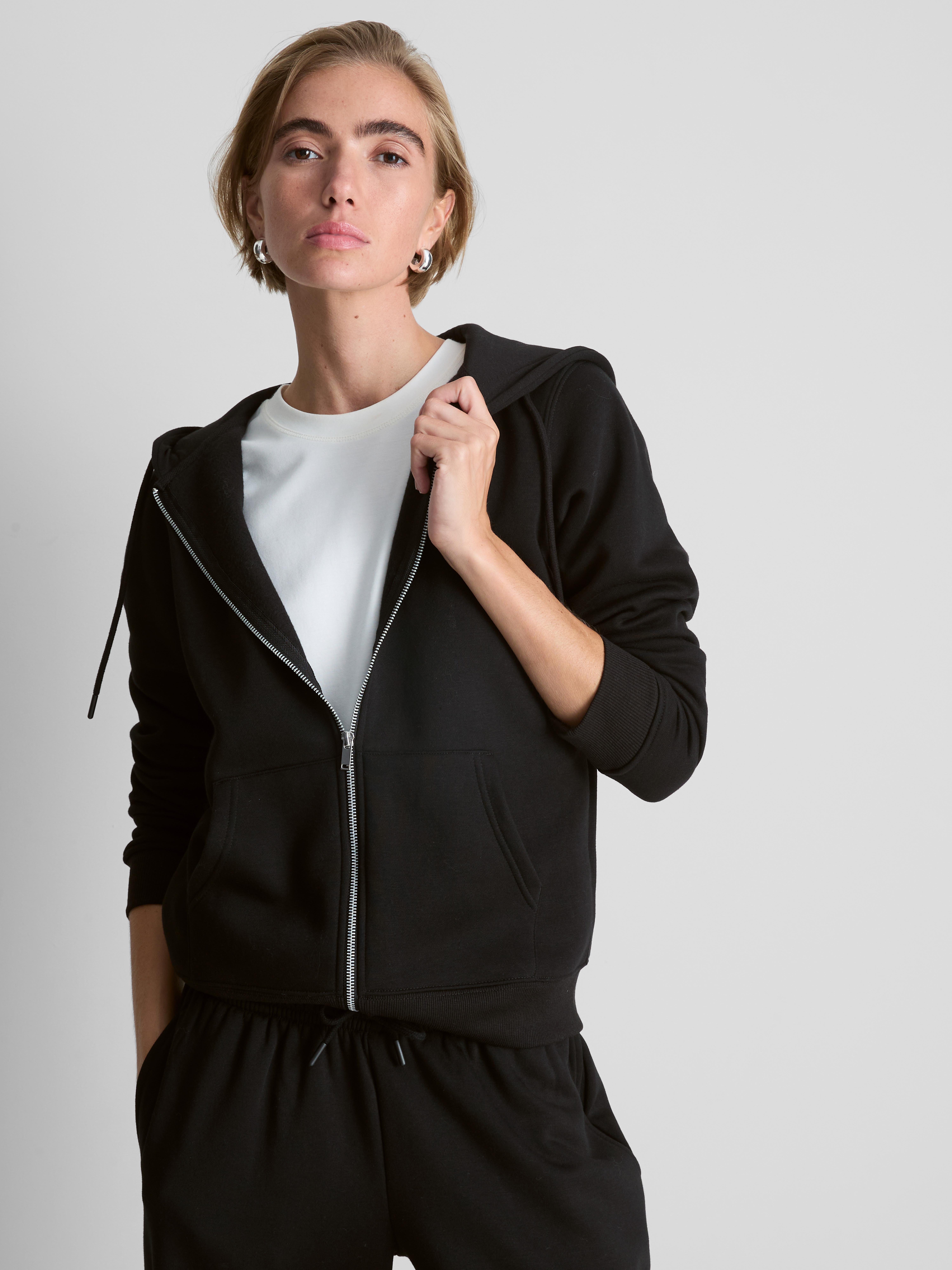 Essential Zip Through Hoodie - Black