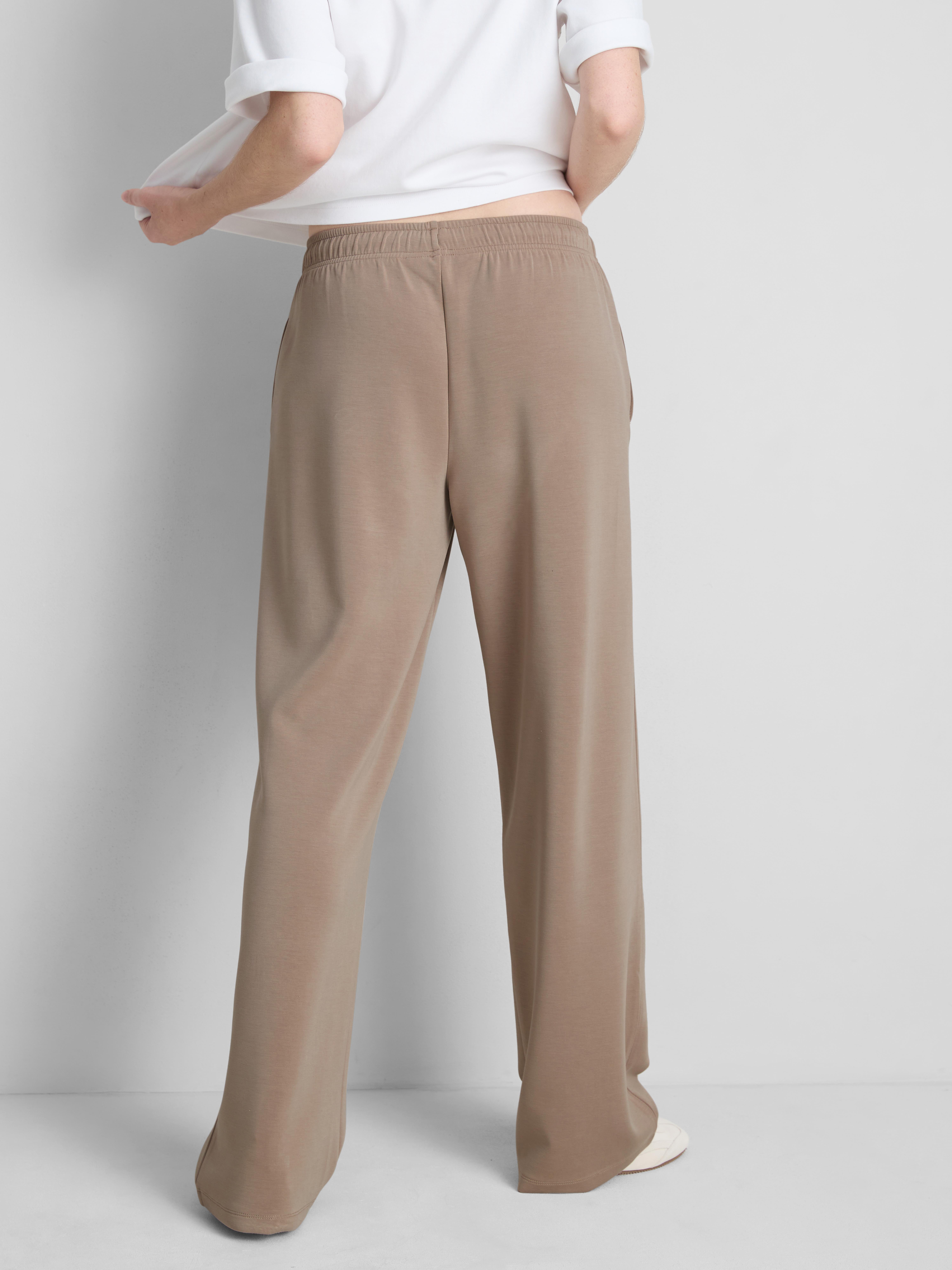 Modal Blend Wide Leg Joggers - Taupe