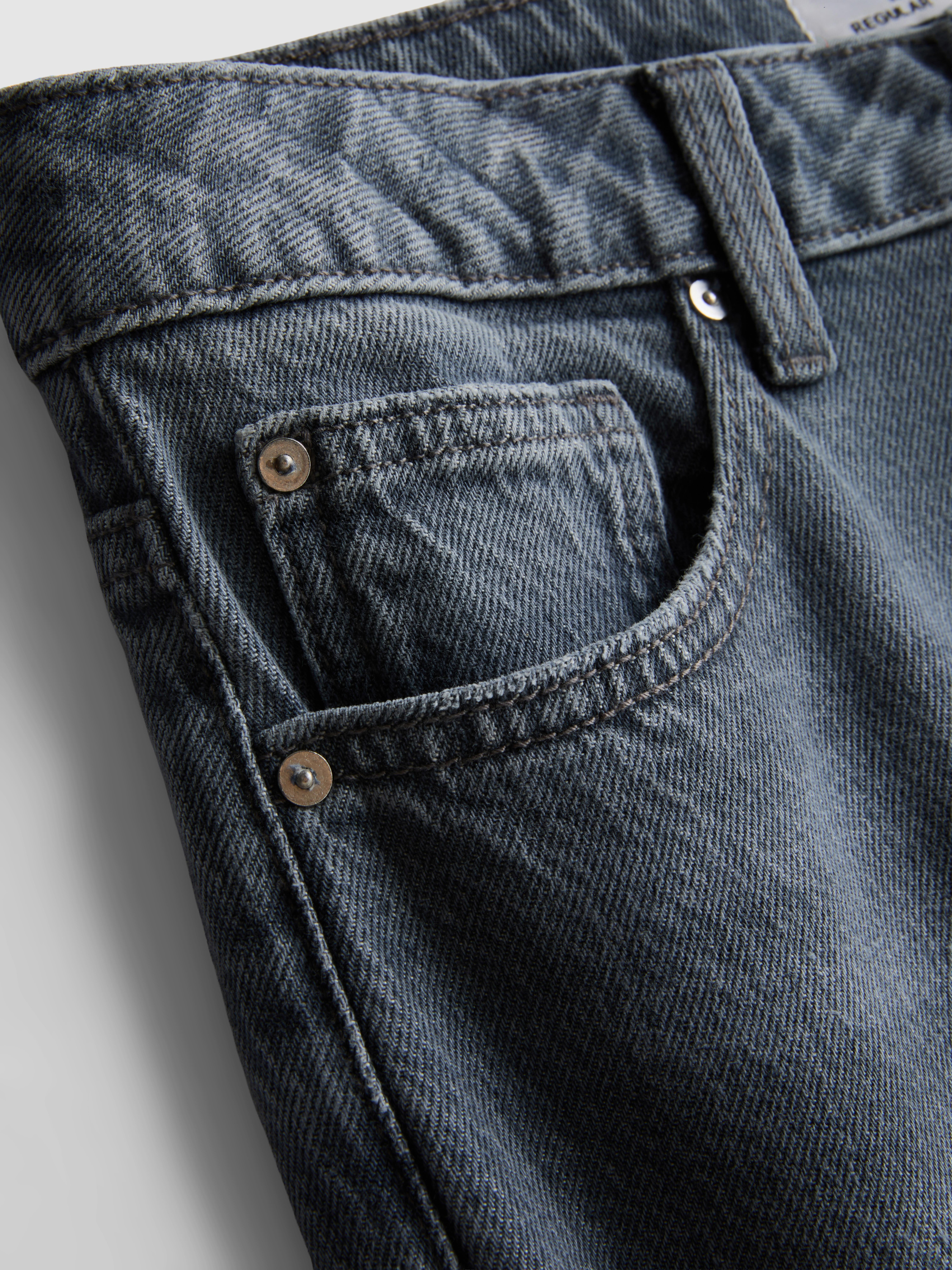 Cotton-Rich Straight-Leg Jeans - Gray