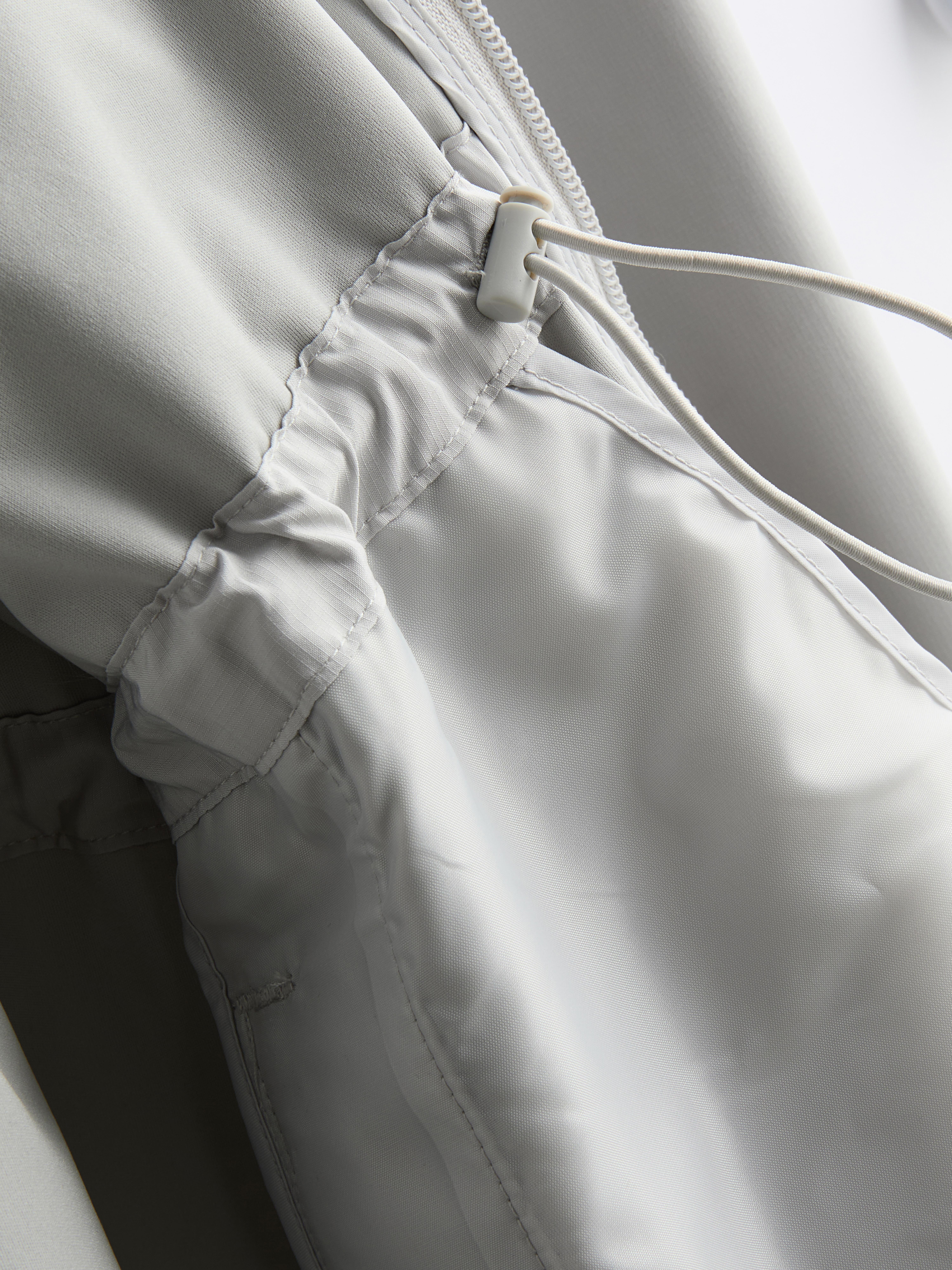 Cinch Detail Longline Raincoat - Light Gray