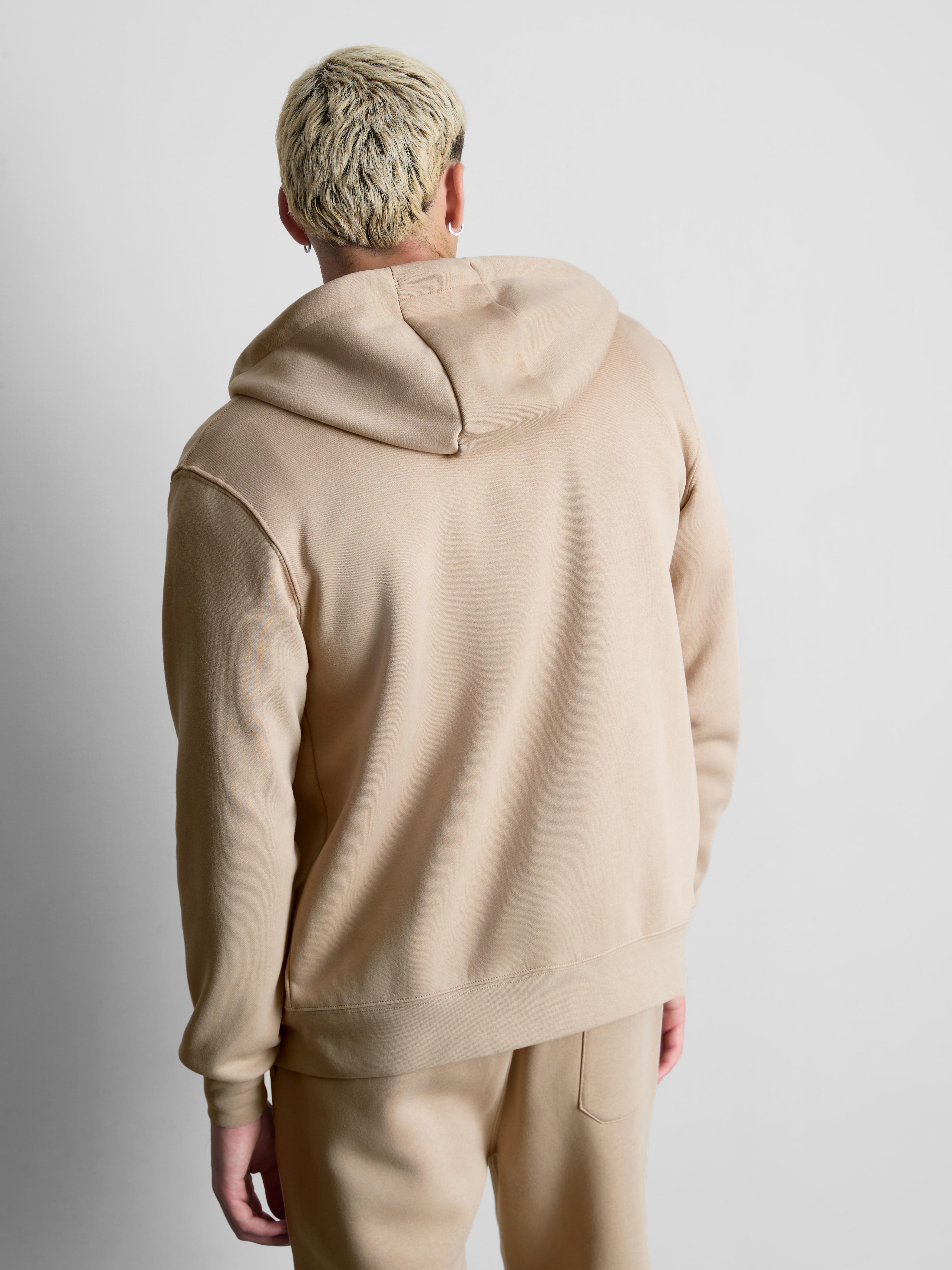 Regular-Fit Cotton-Blend Zip-Up Hoodie - Stone