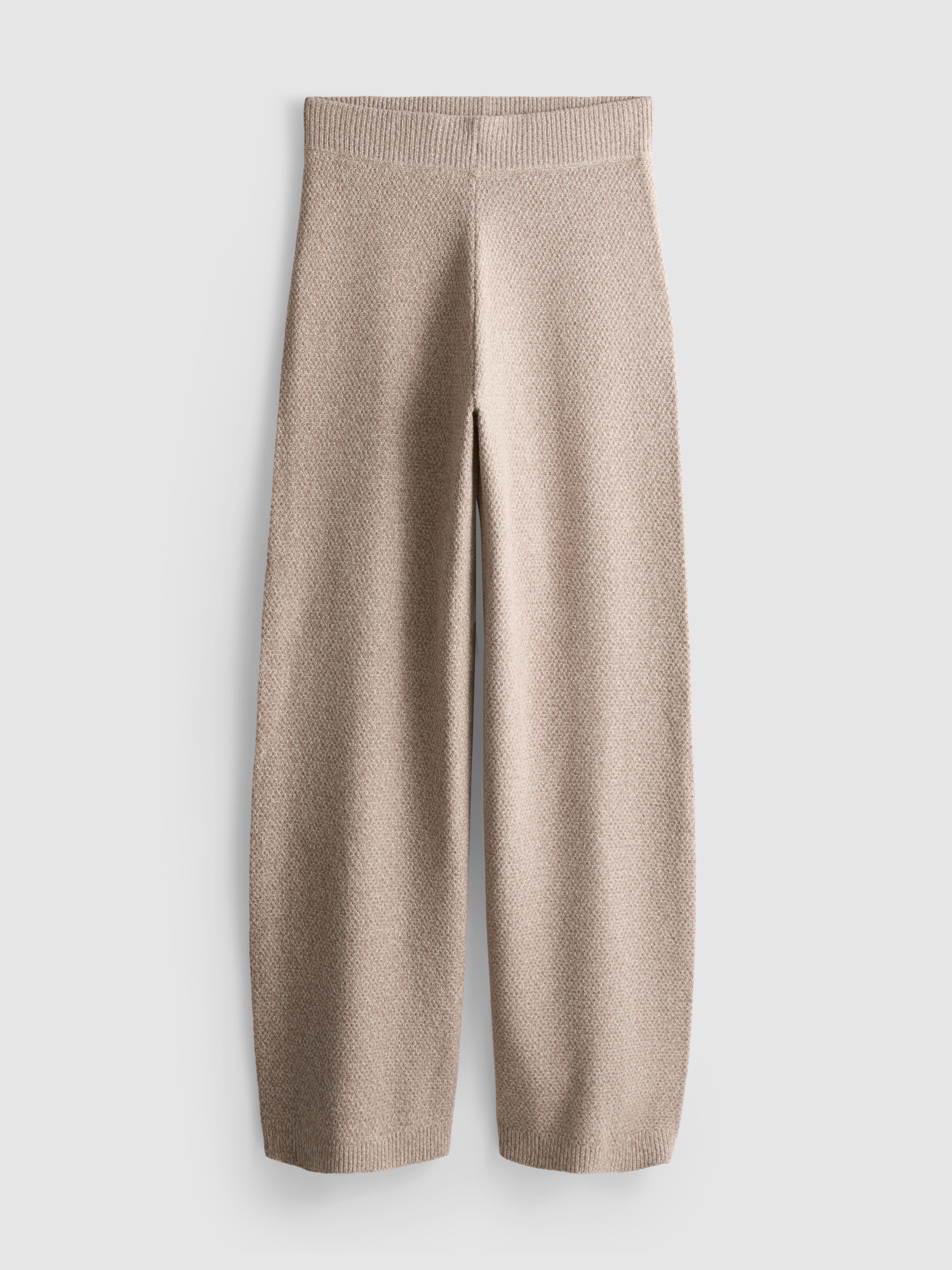 Knitted Marl Pants - Beige