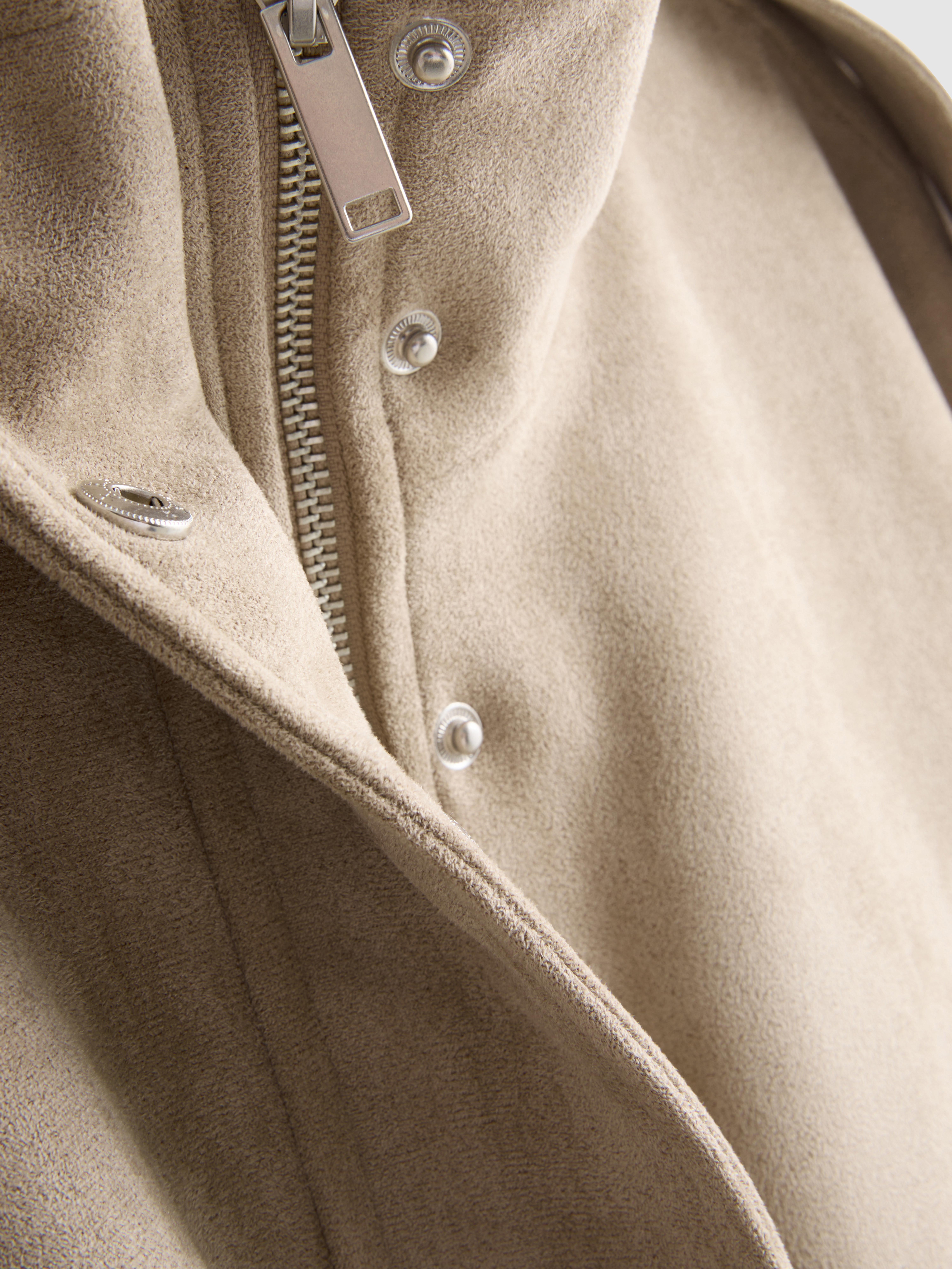 Paula Echevarría Faux Suede Utility Jacket - Taupe