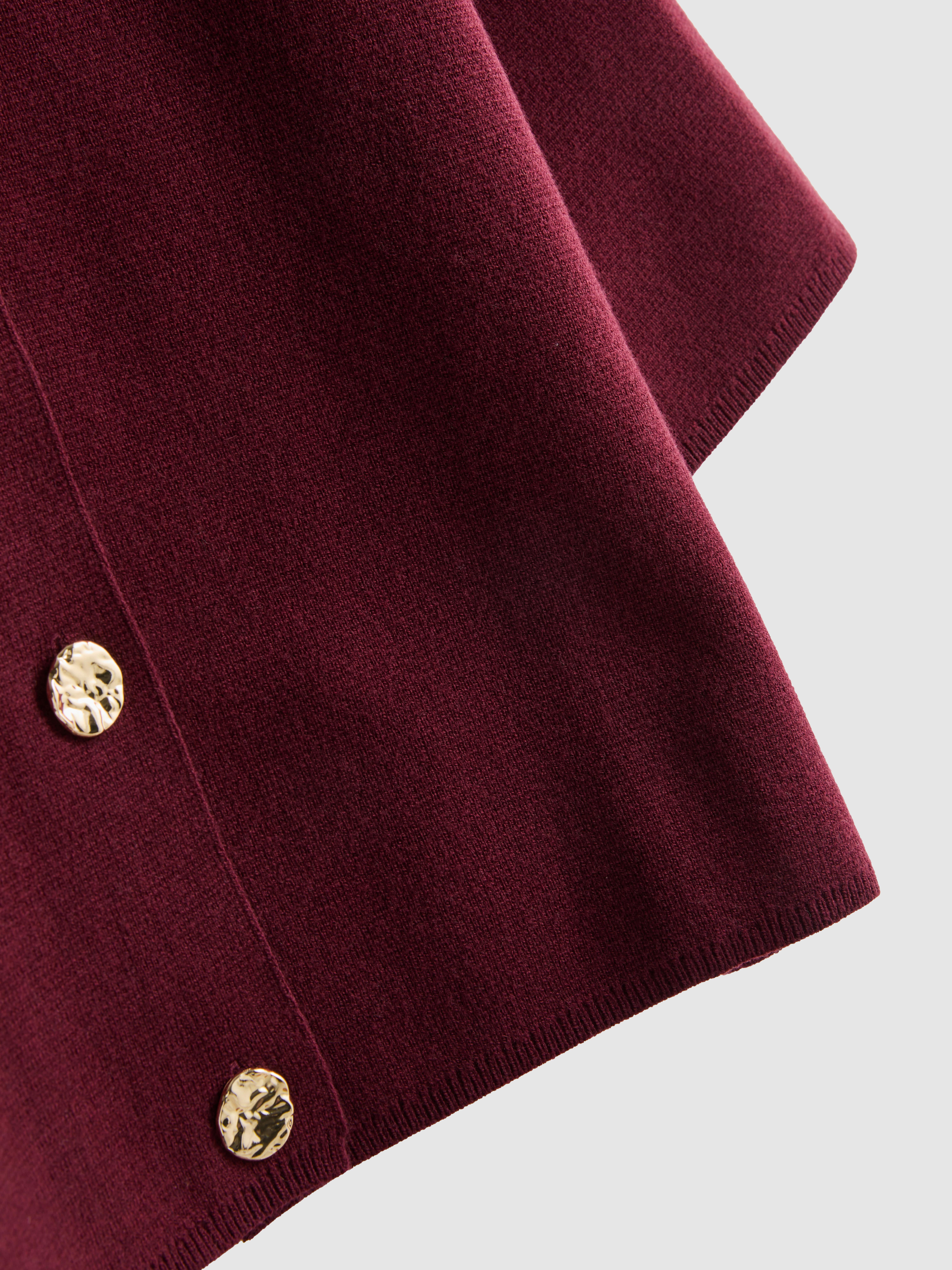 Boxy Roundneck Cardigan - Burgundy