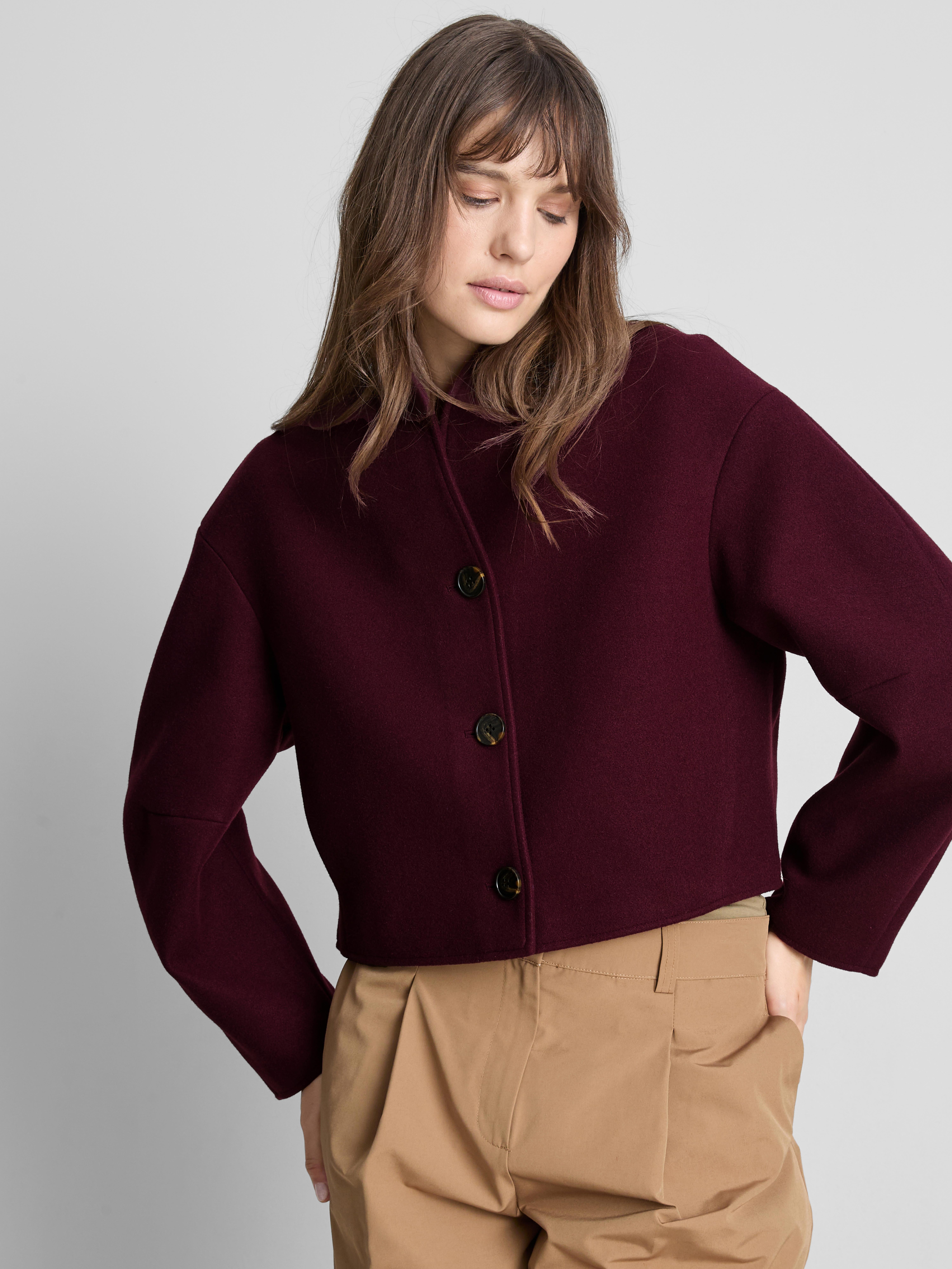 Structured Collarless Cropped Jacket - Fig