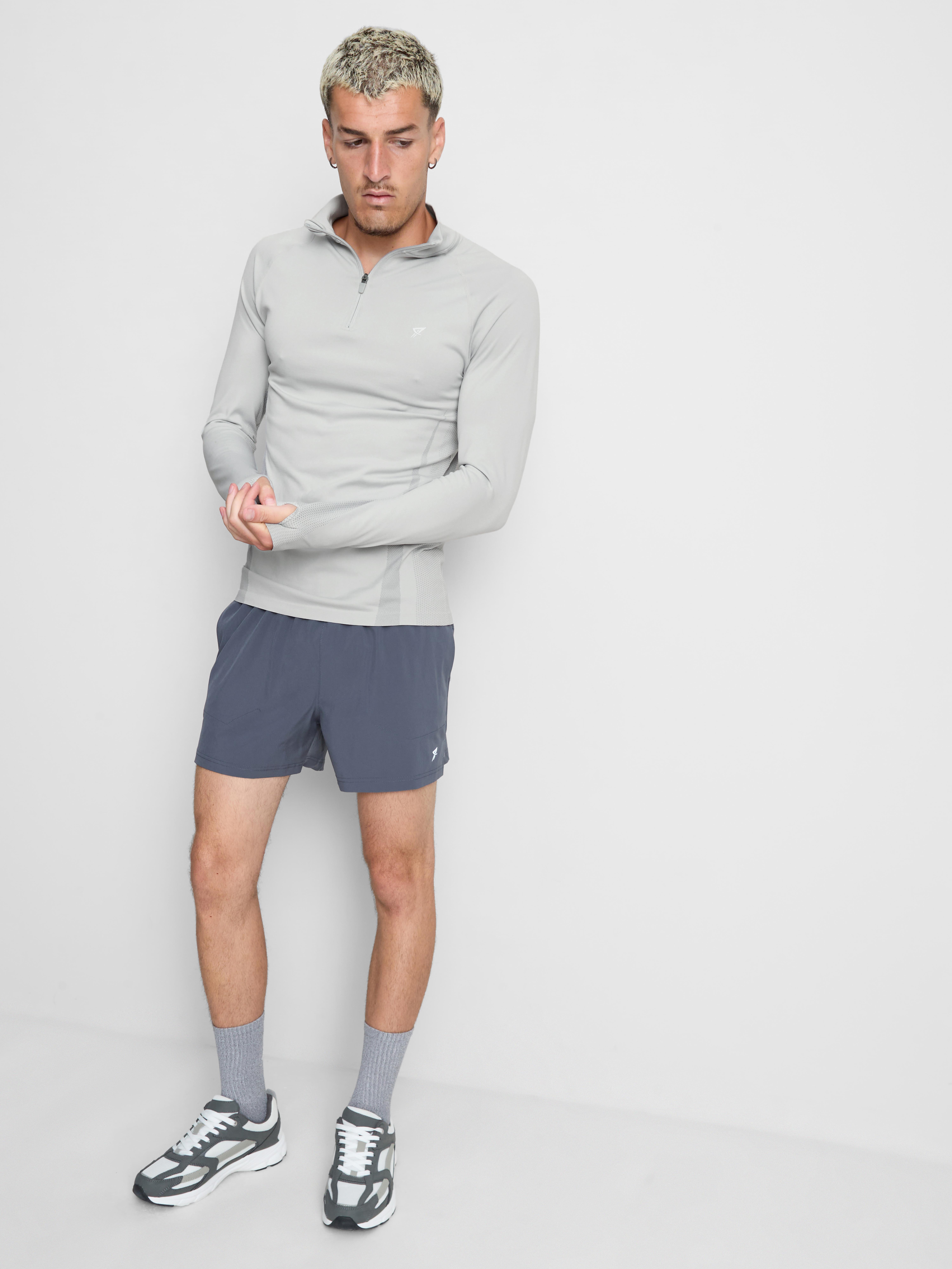 Quarter Zip Gym Top - Gray
