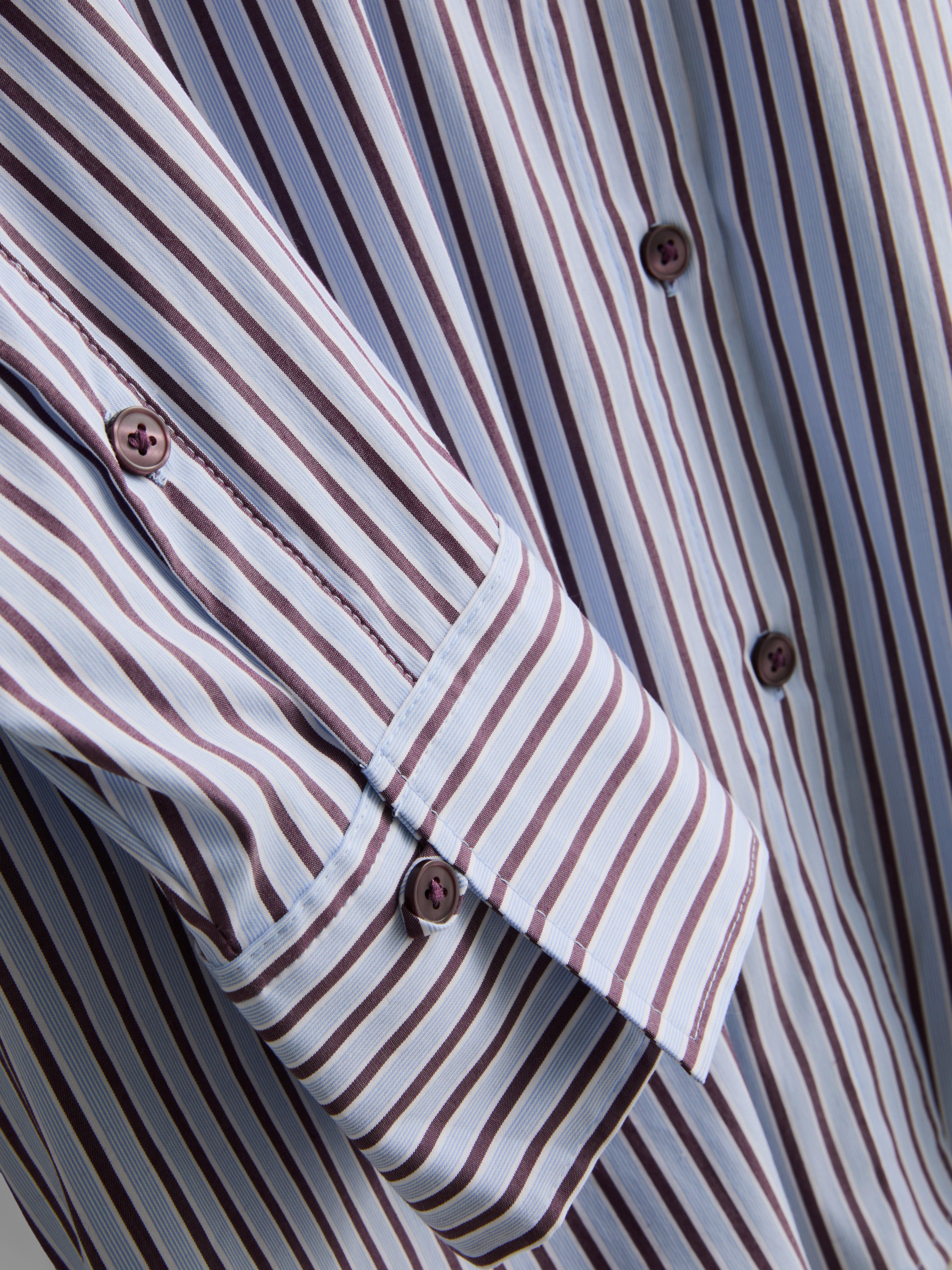 The Edit | Cotton Rich Striped Poplin Shirt - Light Blue