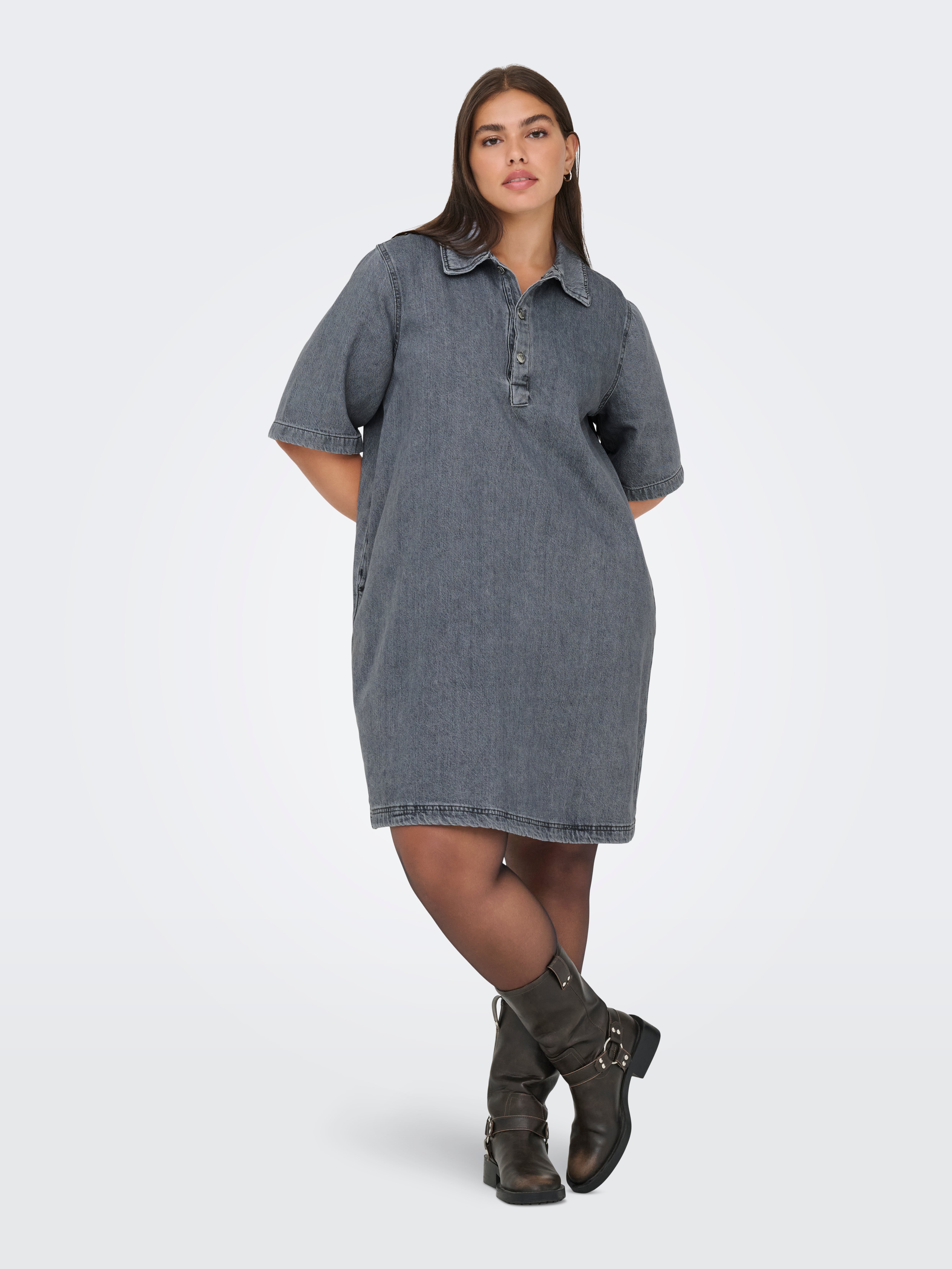 CARGRY Short dress Medium Grey Denim