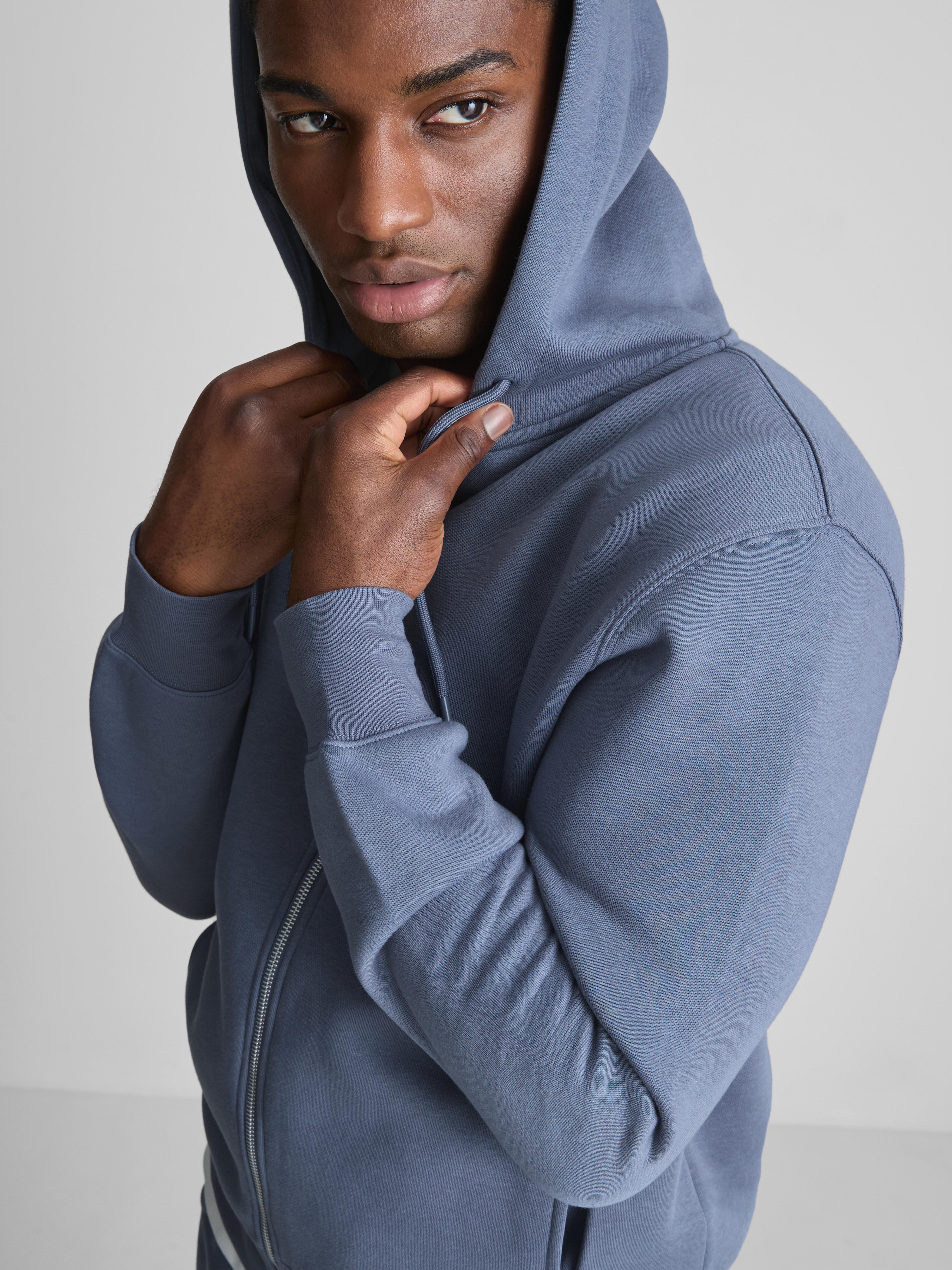 Regular-Fit Cotton-Blend Zip-Up Hoodie - Blue