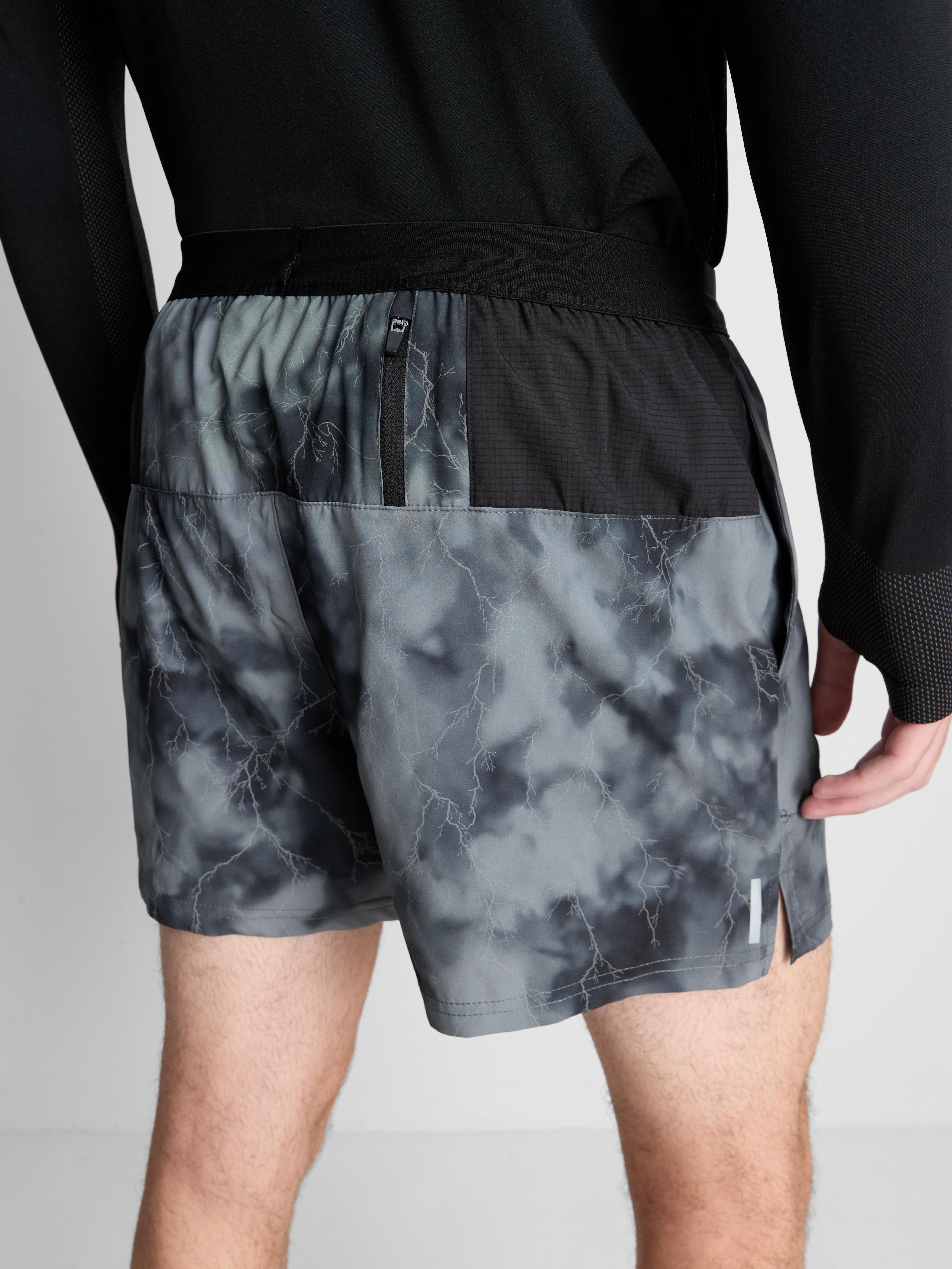 Reflective Printed Running Shorts - Black