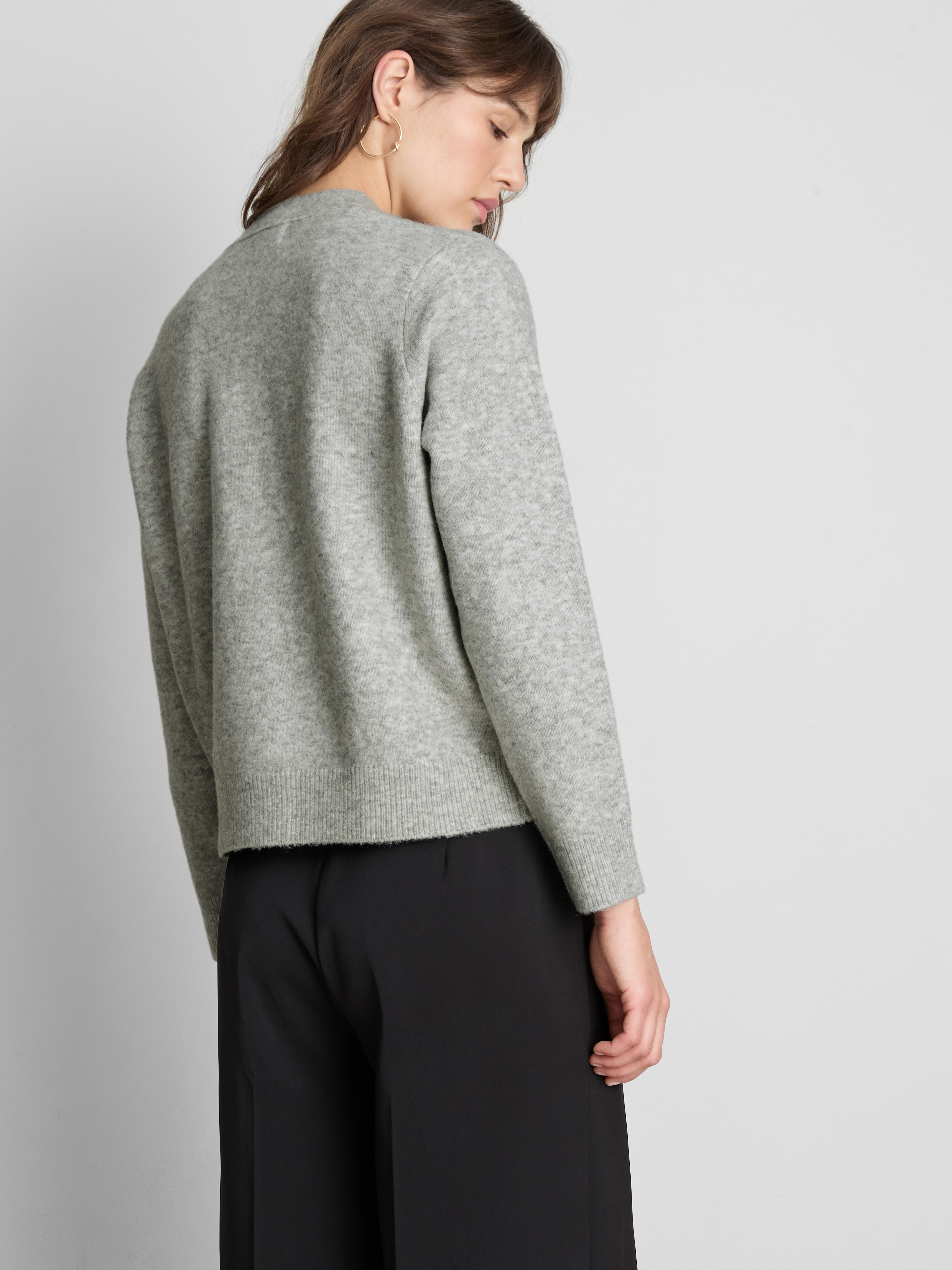 Wool-Blend Boyfriend Cardigan - Light Gray