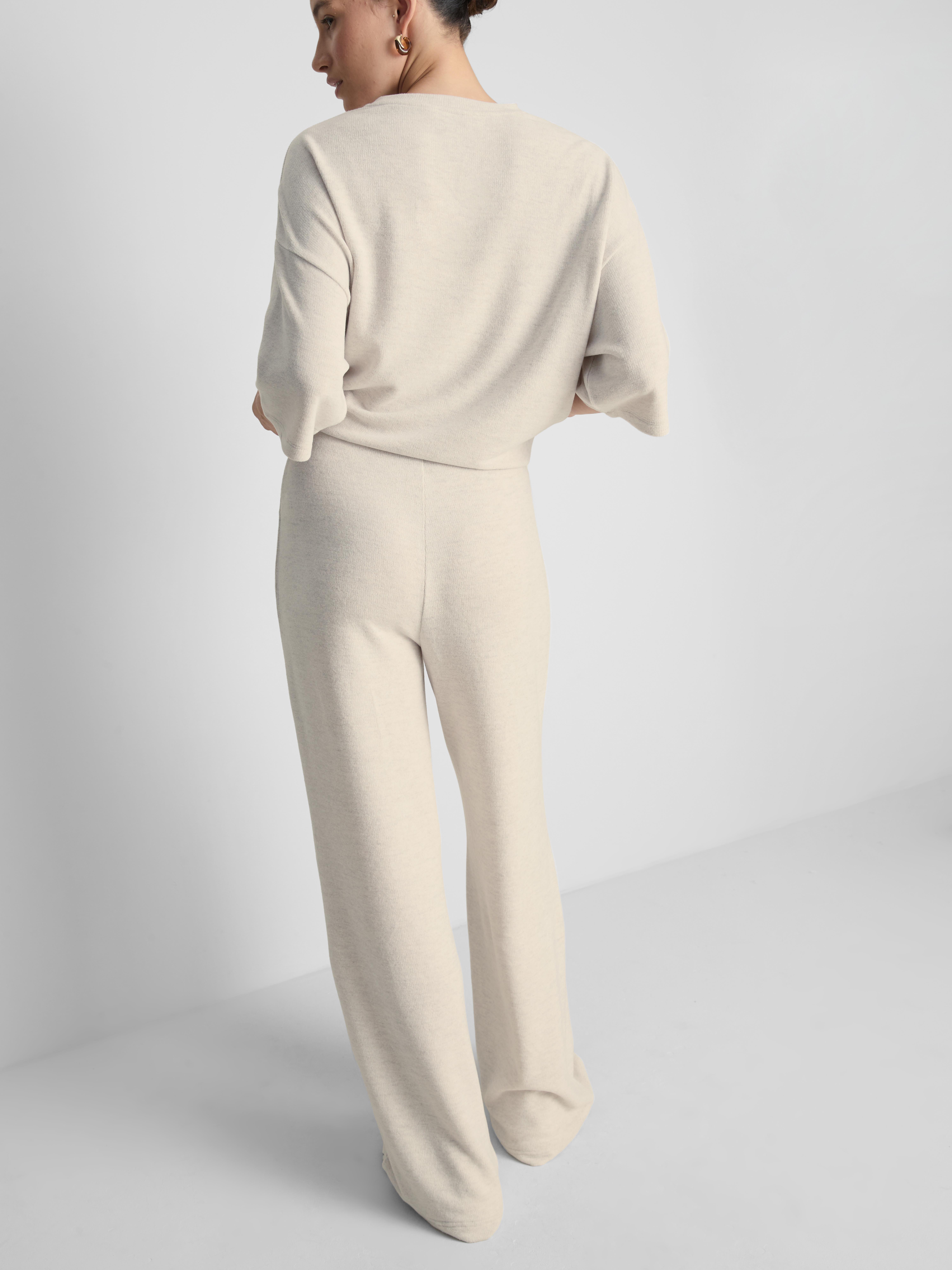 Cozy Wide Leg Sweatpants - Oatmeal