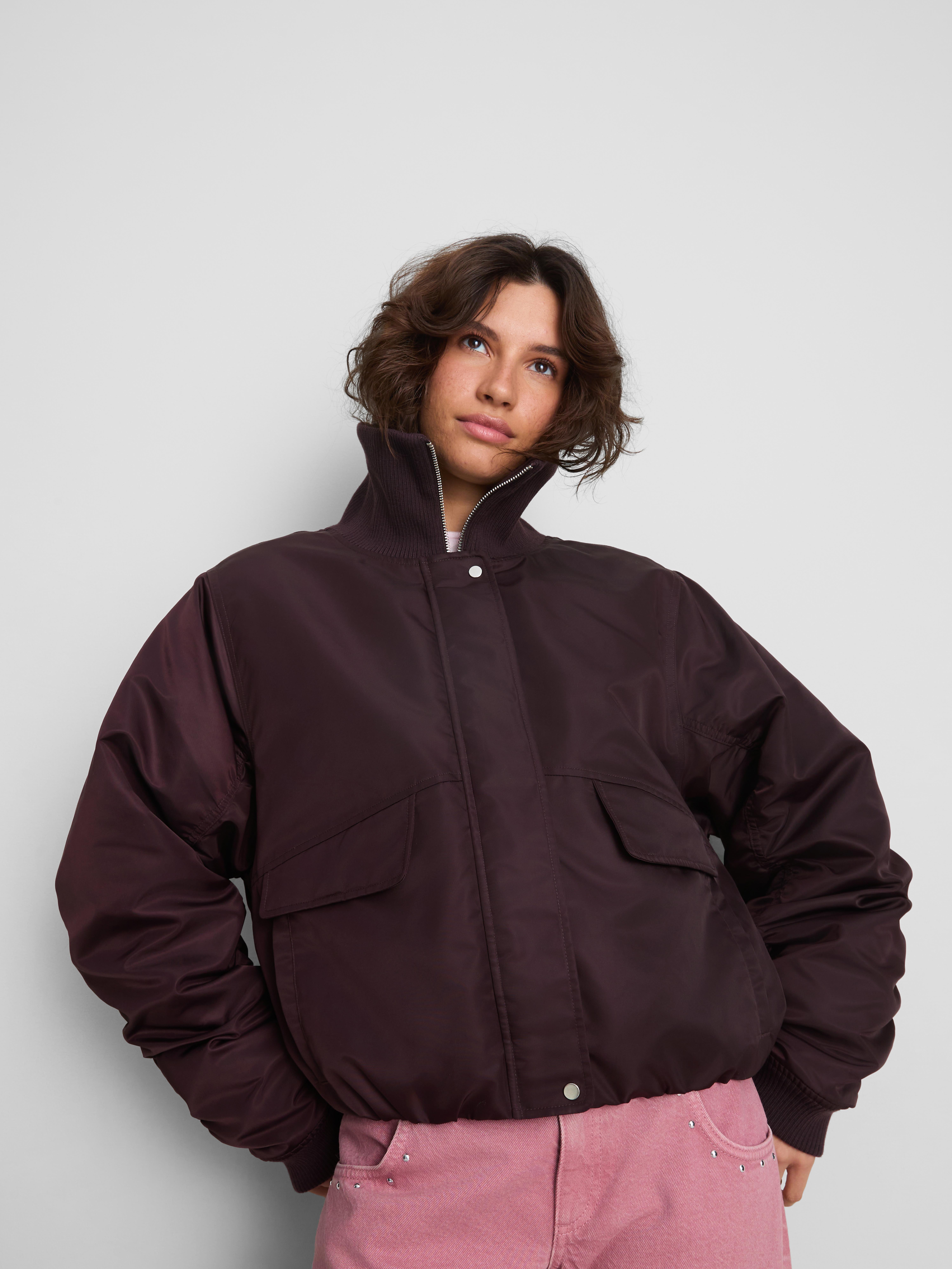 The Primark Scene | High Collar Padded Bomber Jacket - Burgundy