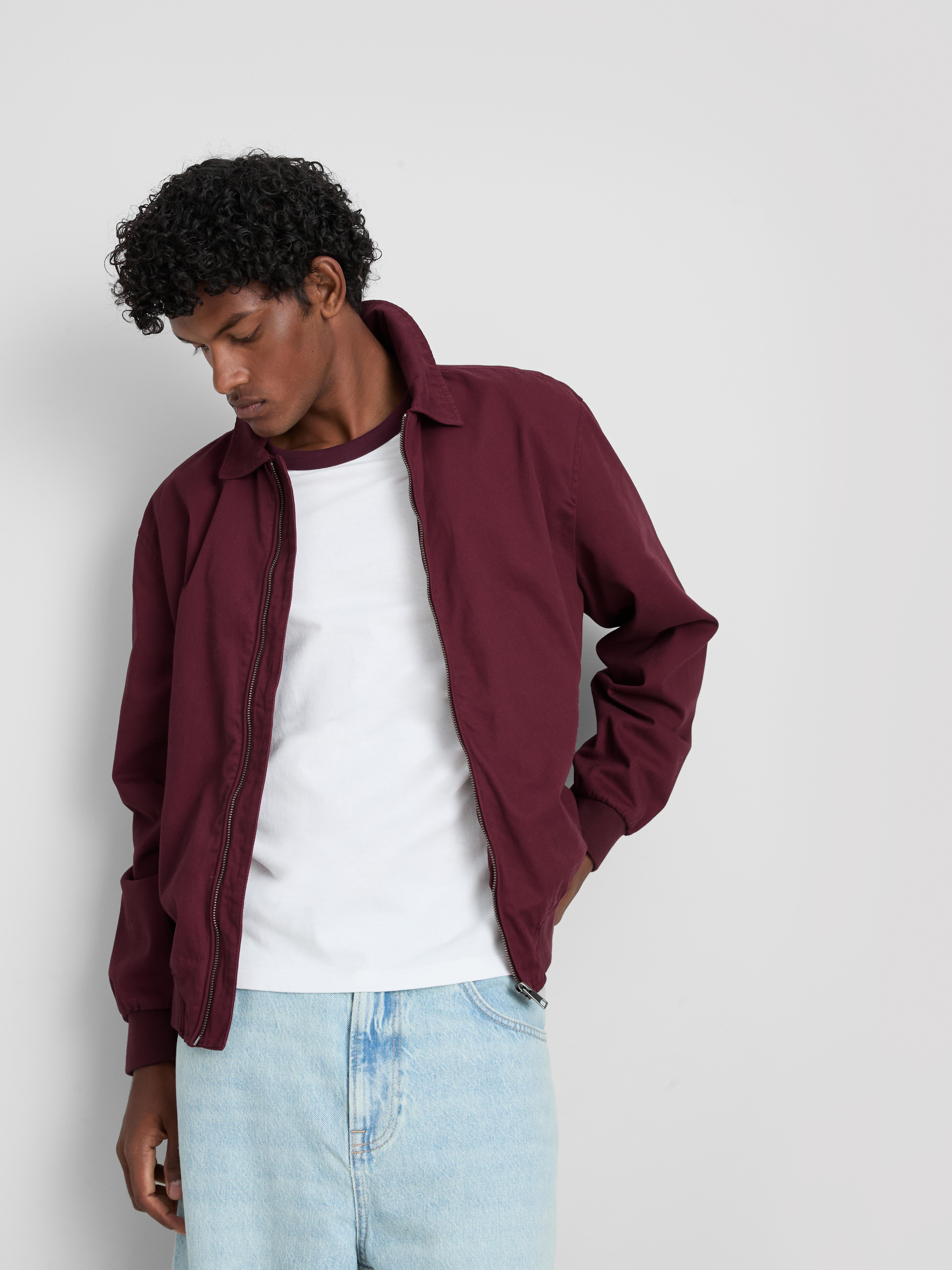 Collared Harrington Jacket - Burgundy