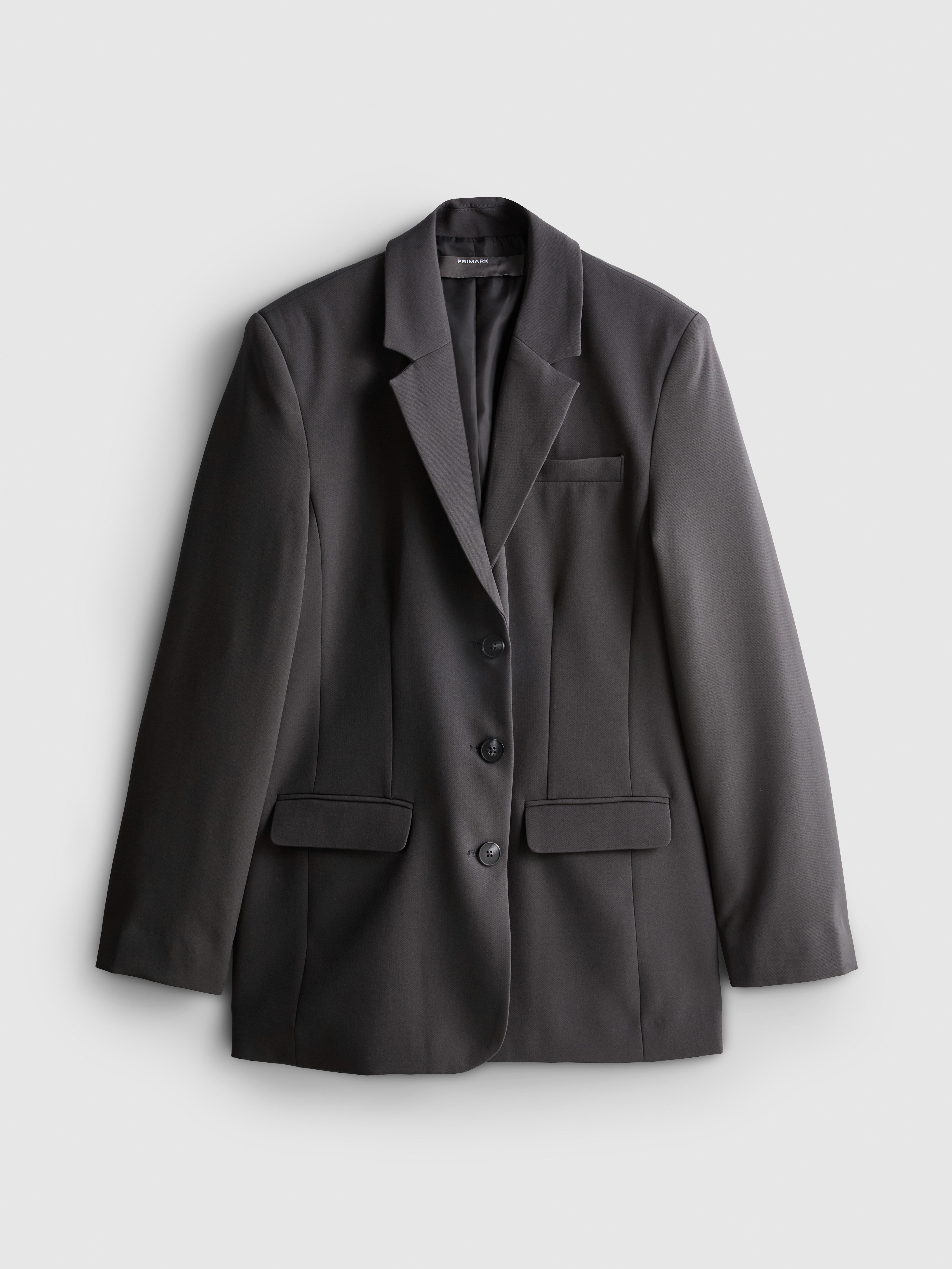 Tailored Single-Breasted Blazer - Dark Gray