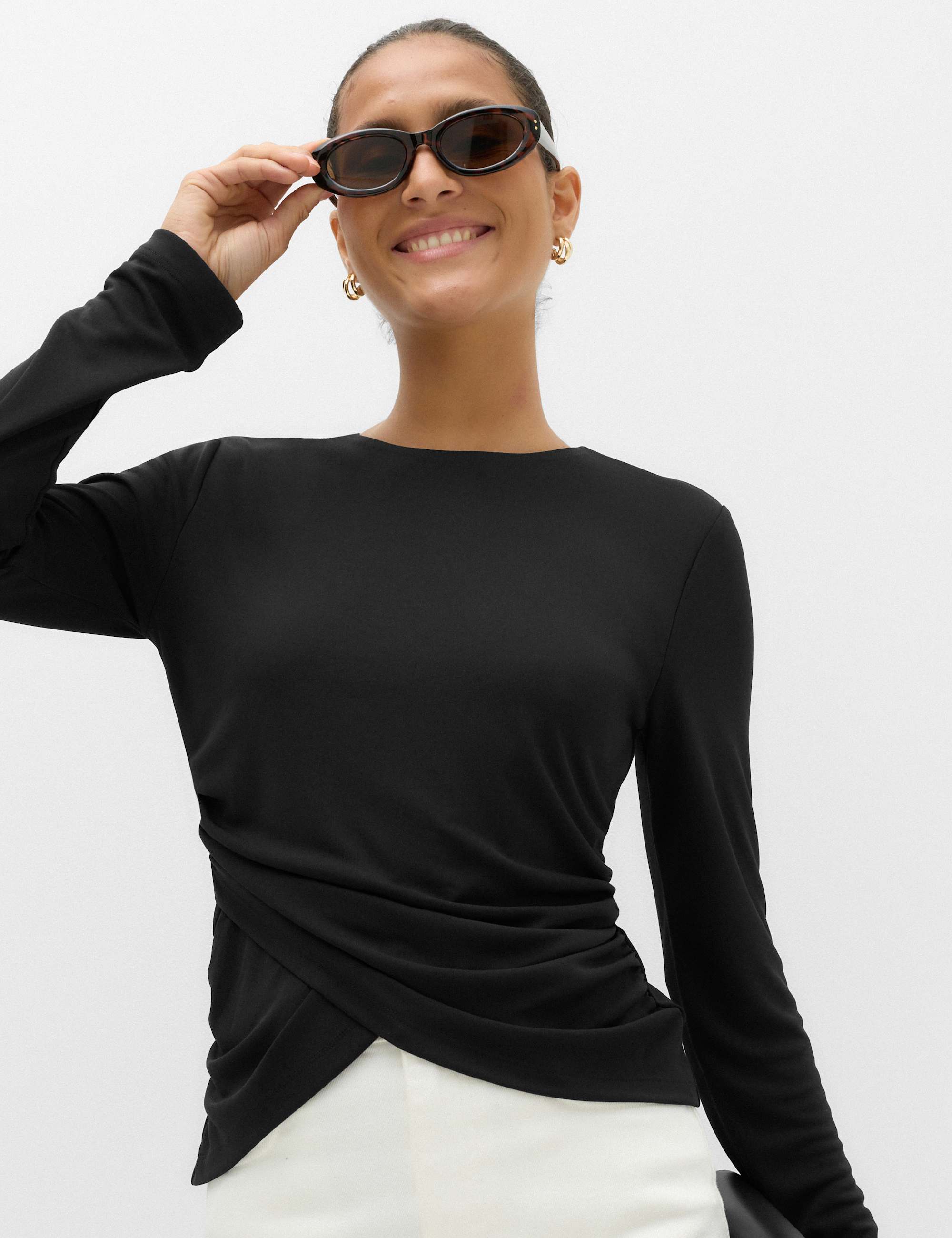Long Sleeve Wrap Hem Top