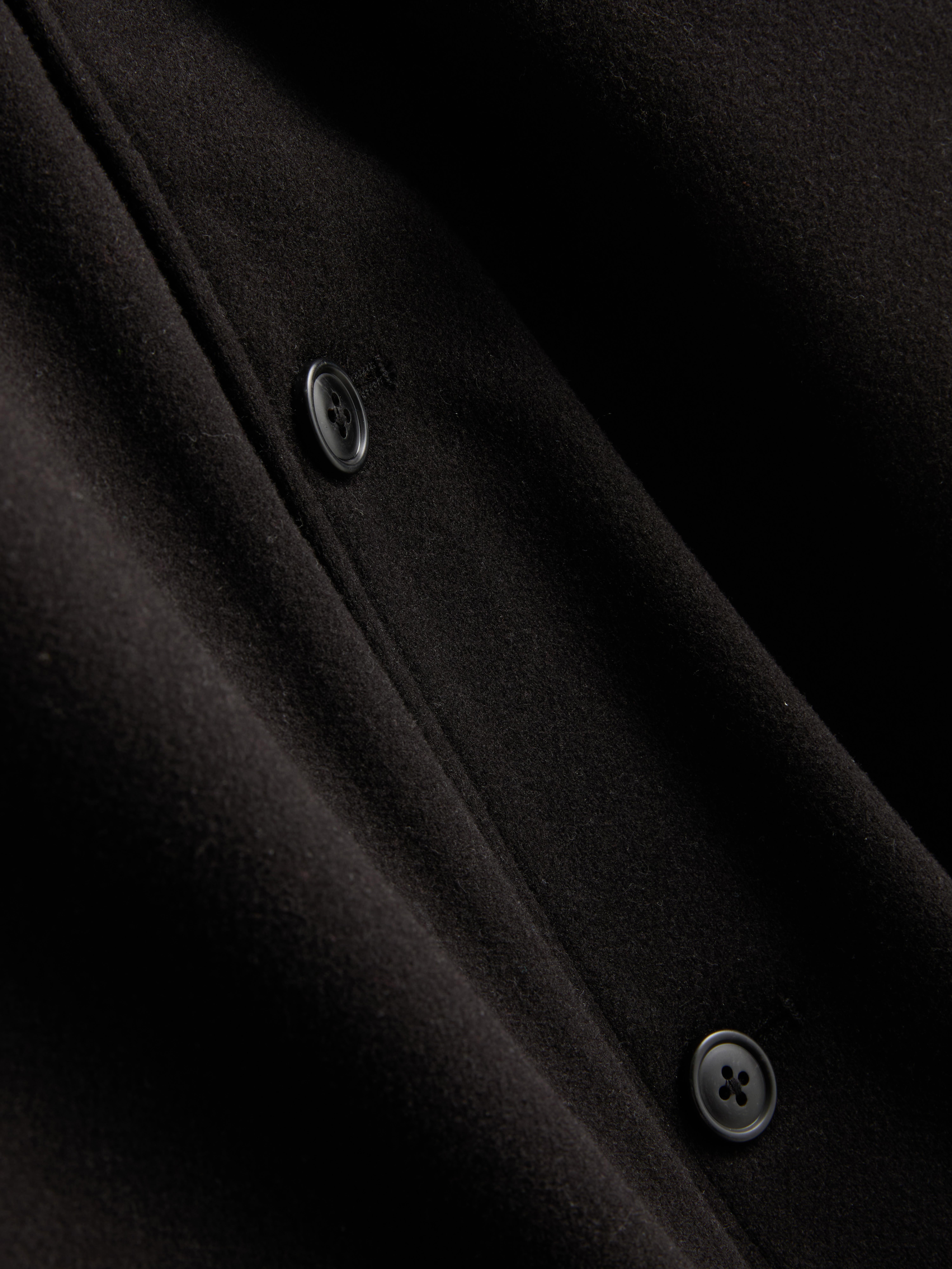 Button-Down Twill Overshirt With Chest Pockets - Black
