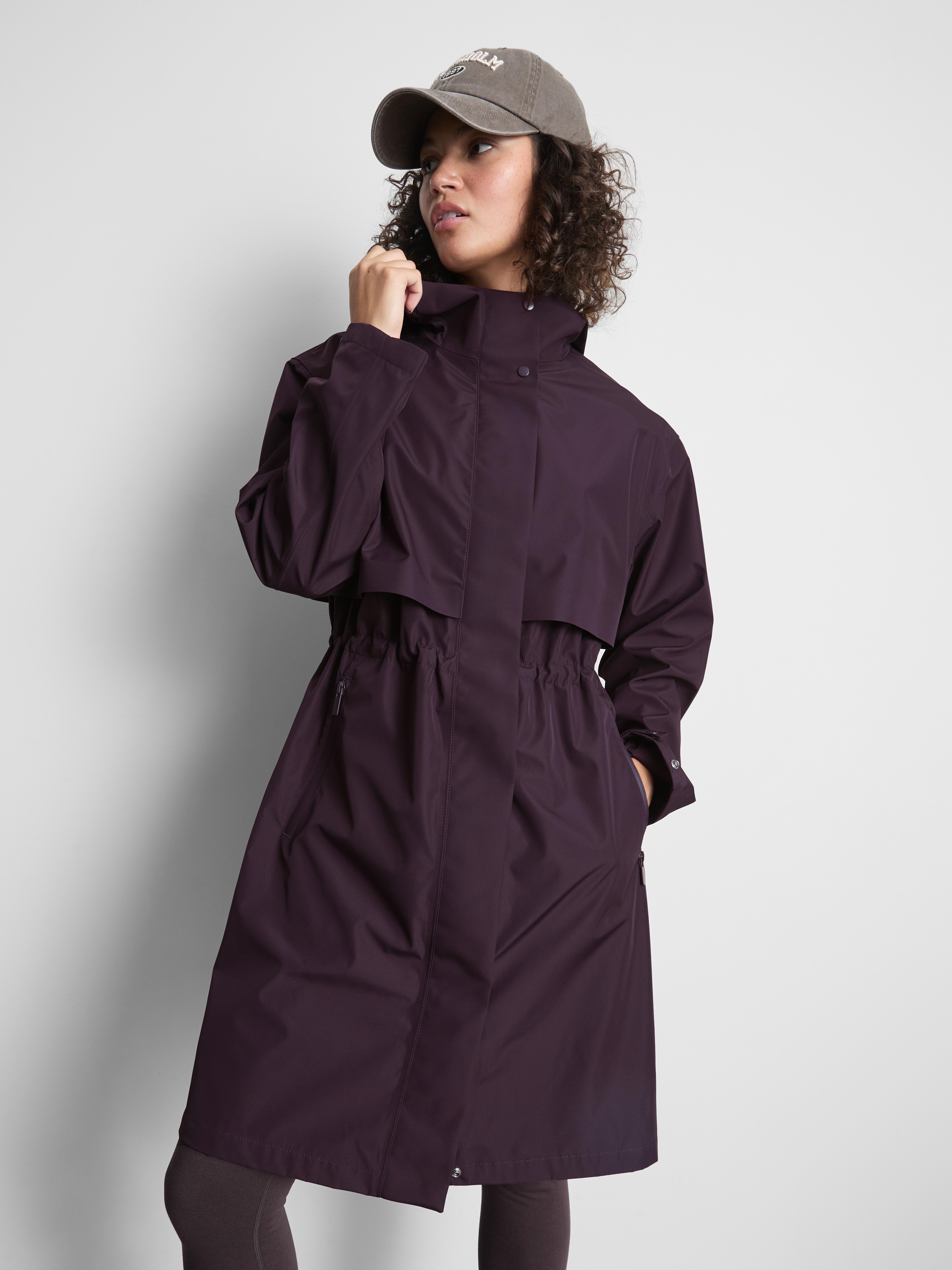 Cinch Detail Longline Raincoat - Fig
