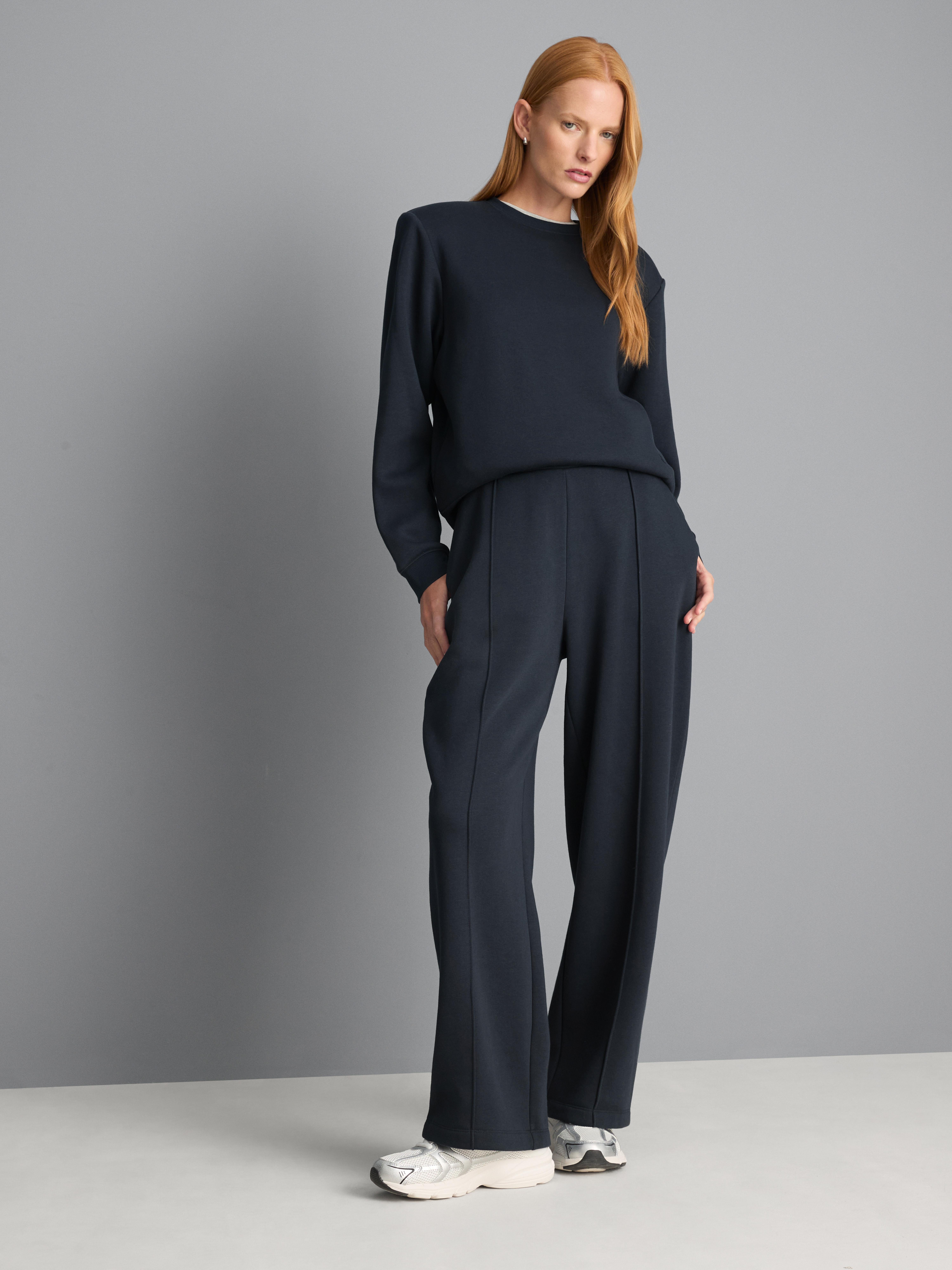 Cotton Rich Straight Leg Sweatpants - Navy