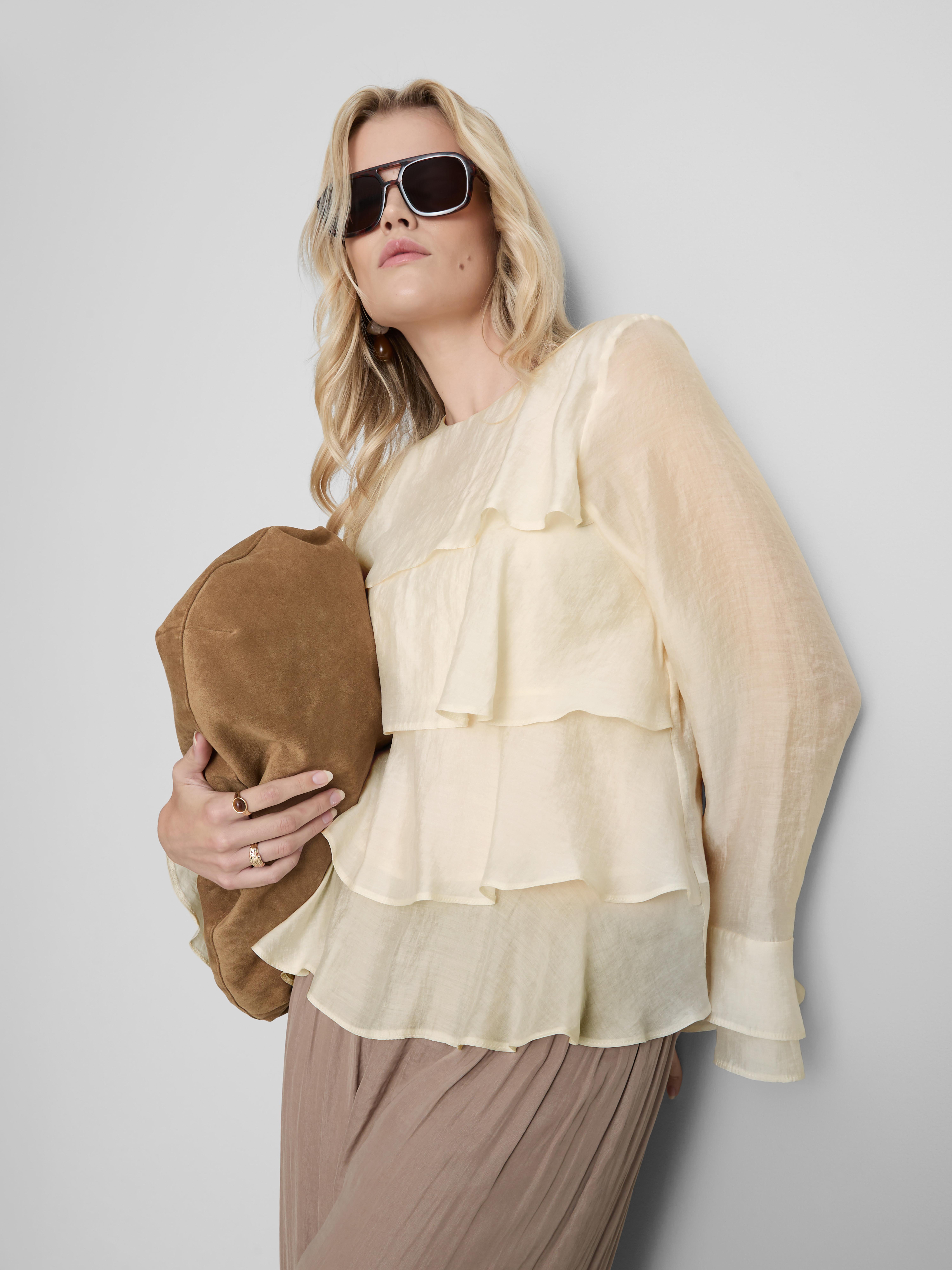 Tiered Long-Sleeve Blouse - Ivory