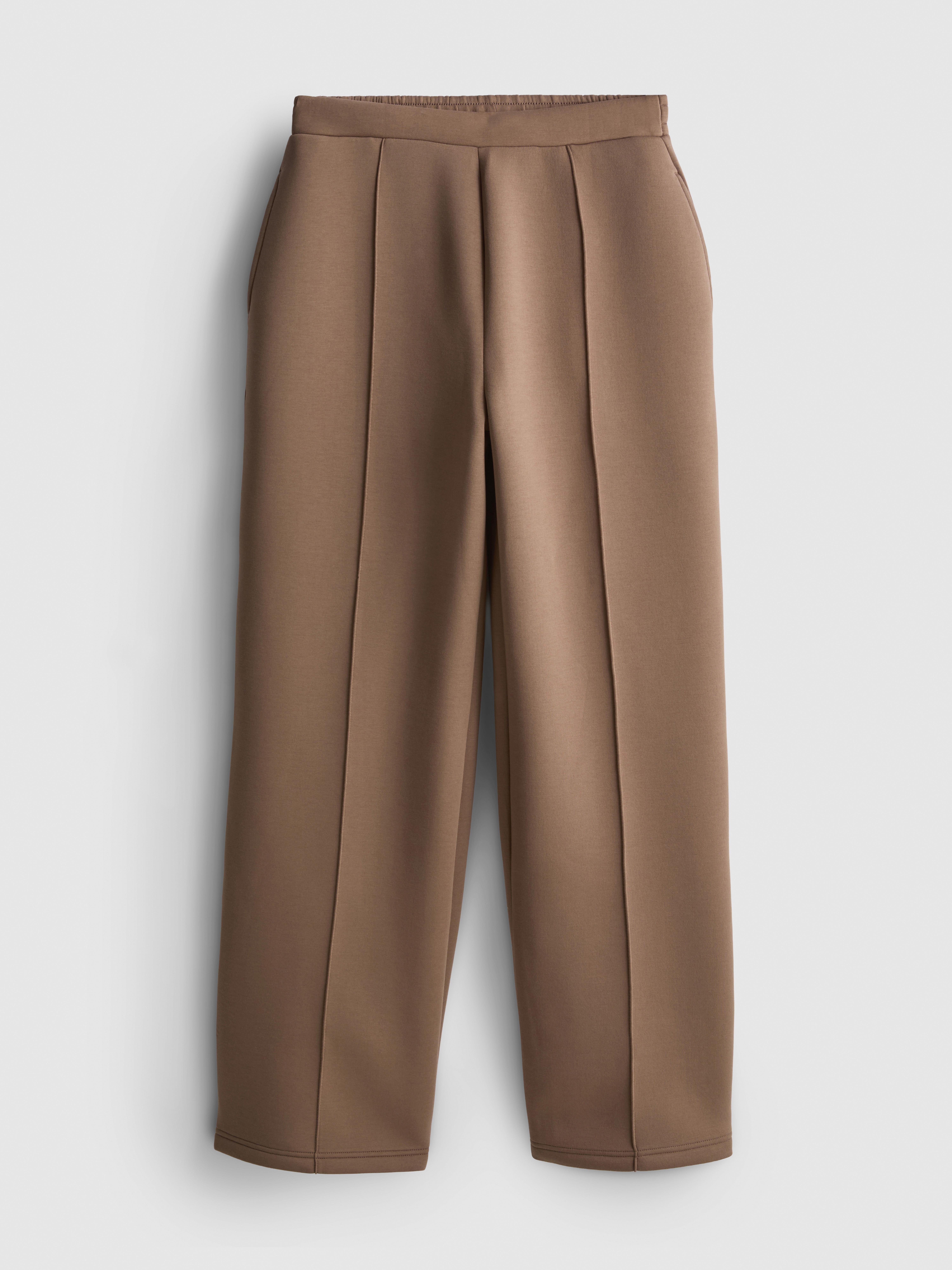 The Edit Scuba Wide Leg Pants - Mocha