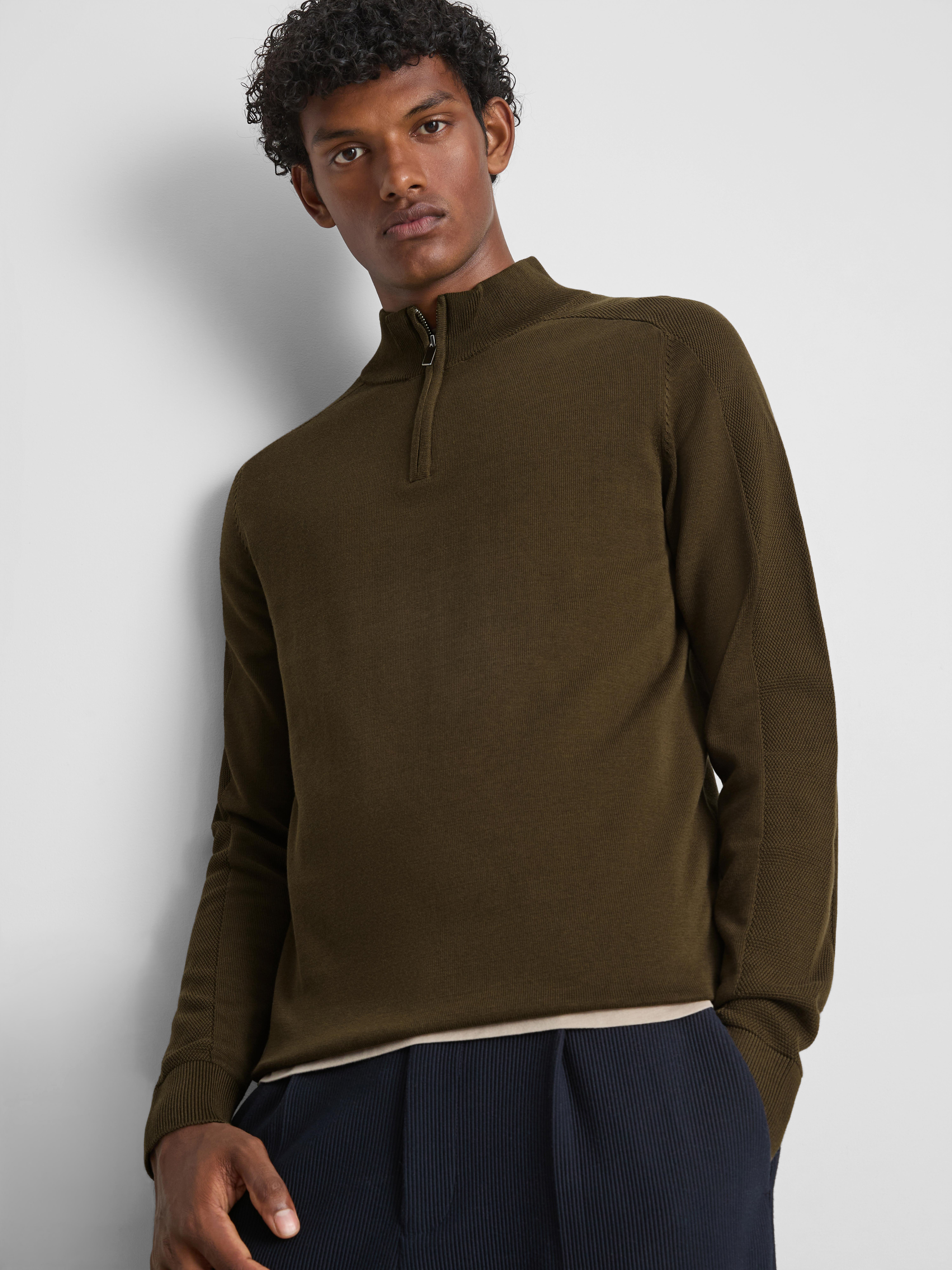Quarter-Zip Sweater - Olive