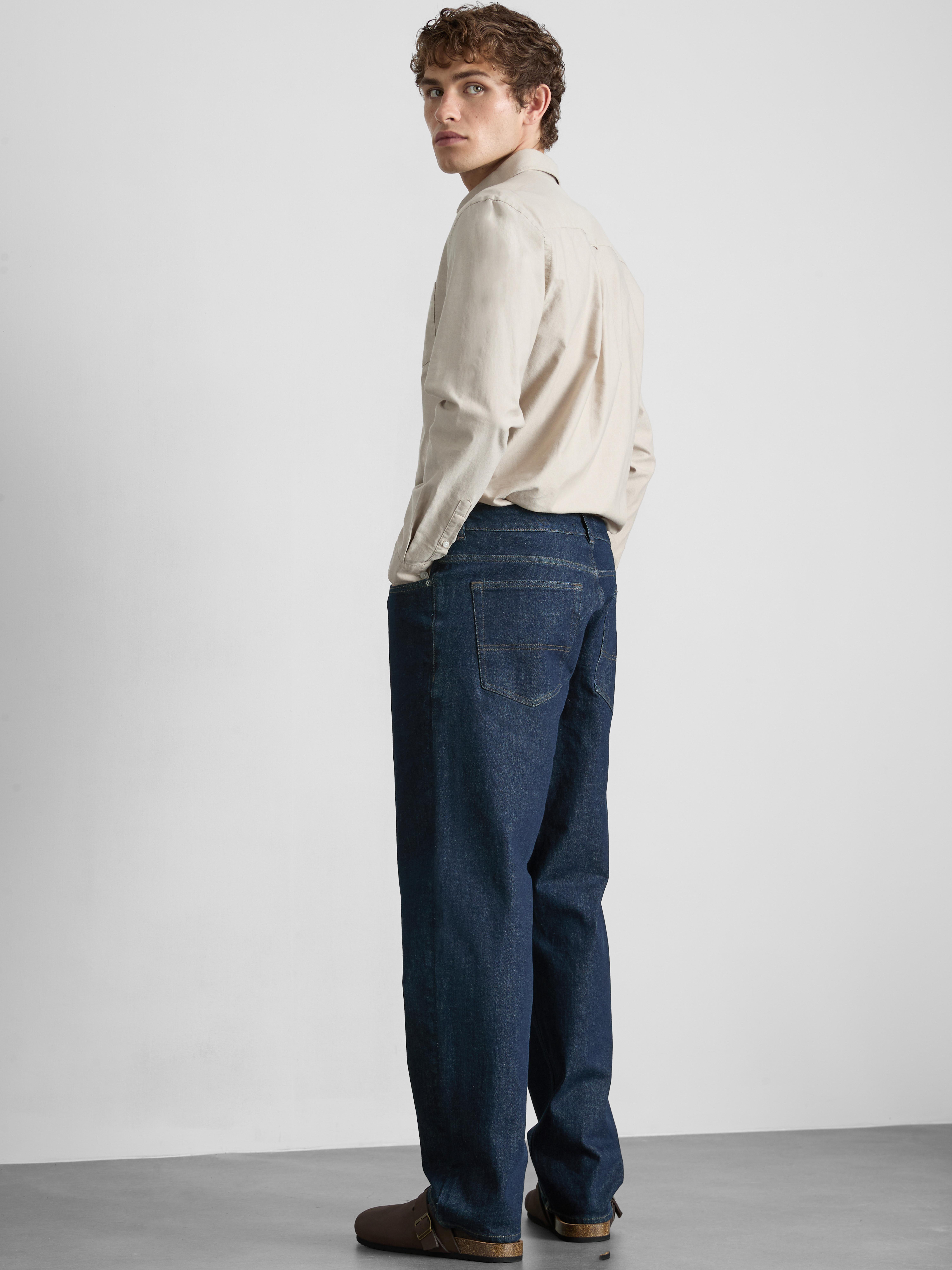 Mid-Rise Straight-Leg Jeans - Dark Blue