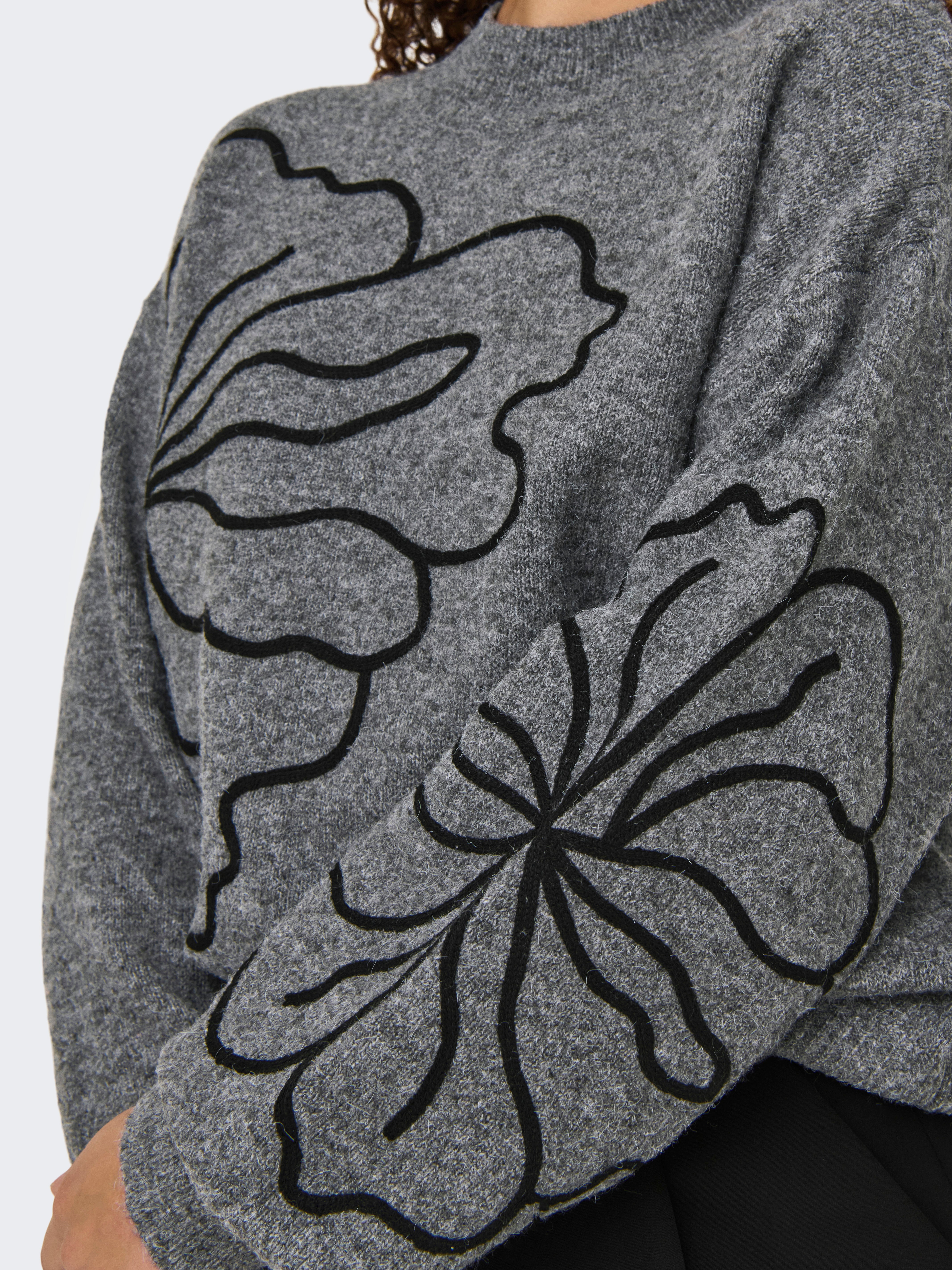 JDYJELLA Knitted pullover Dark Grey Melange