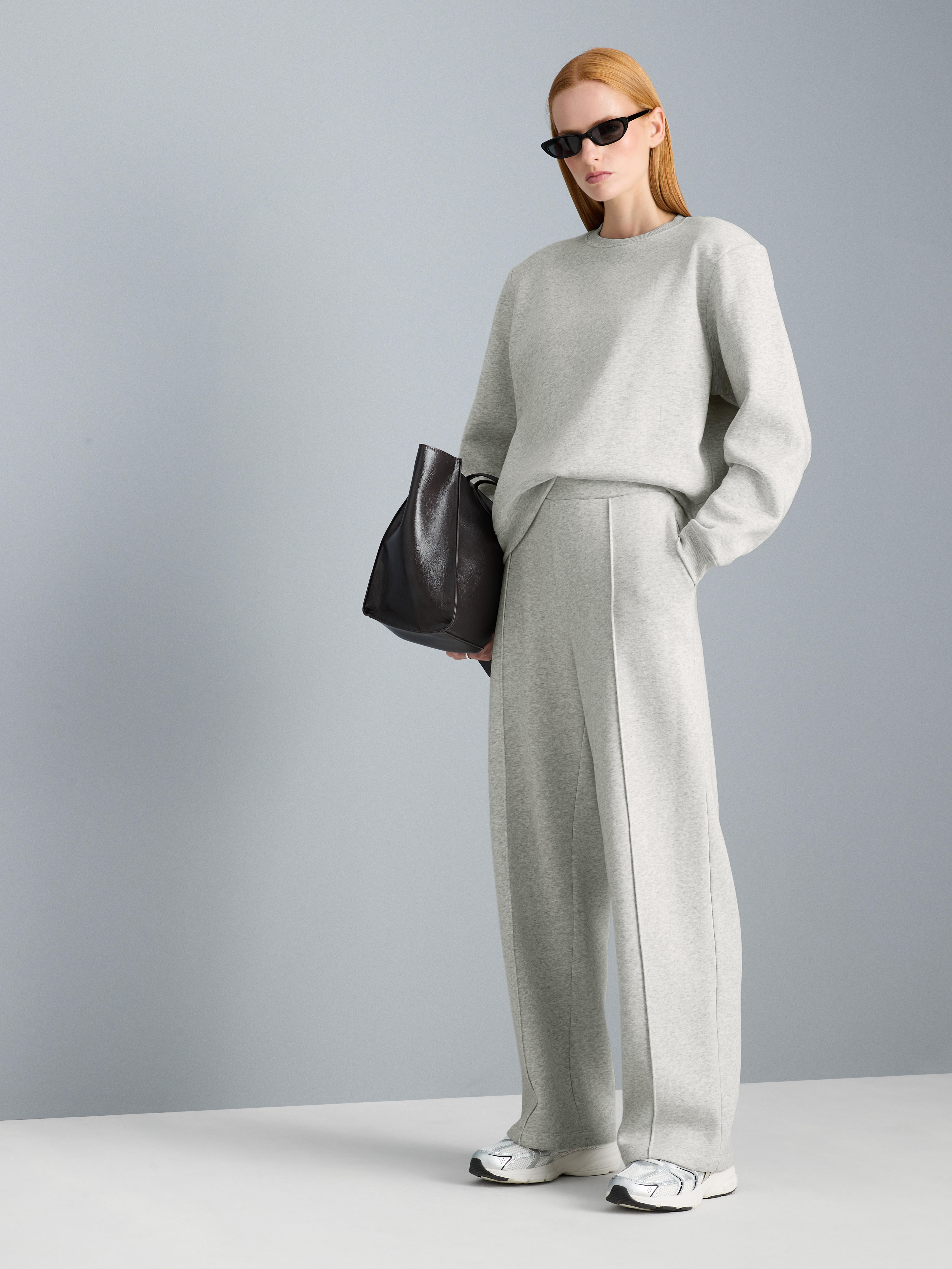 Cotton Rich Straight Leg Sweatpants - Gray