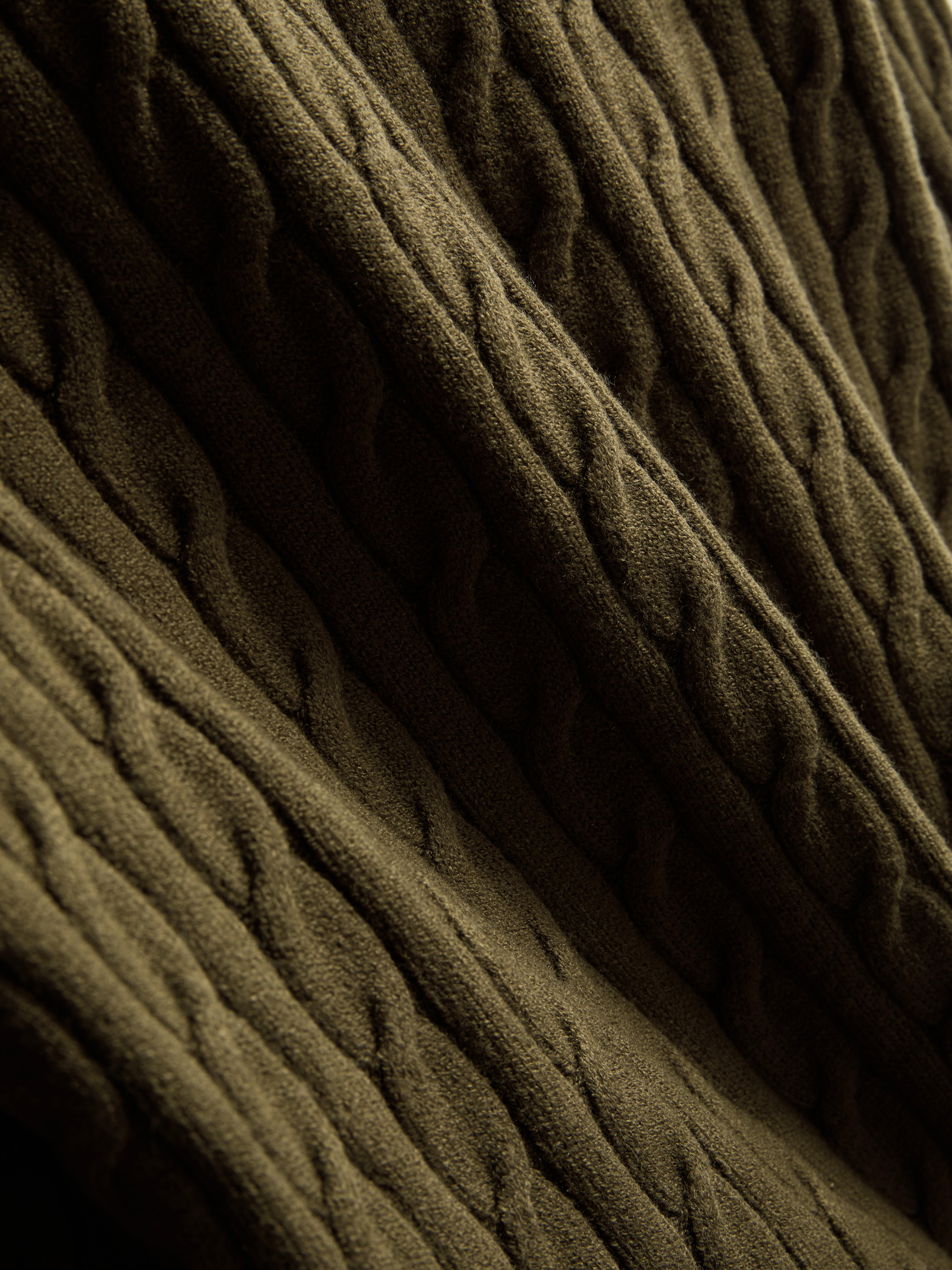 Cable Knit Crew Neck Sweater - Olive