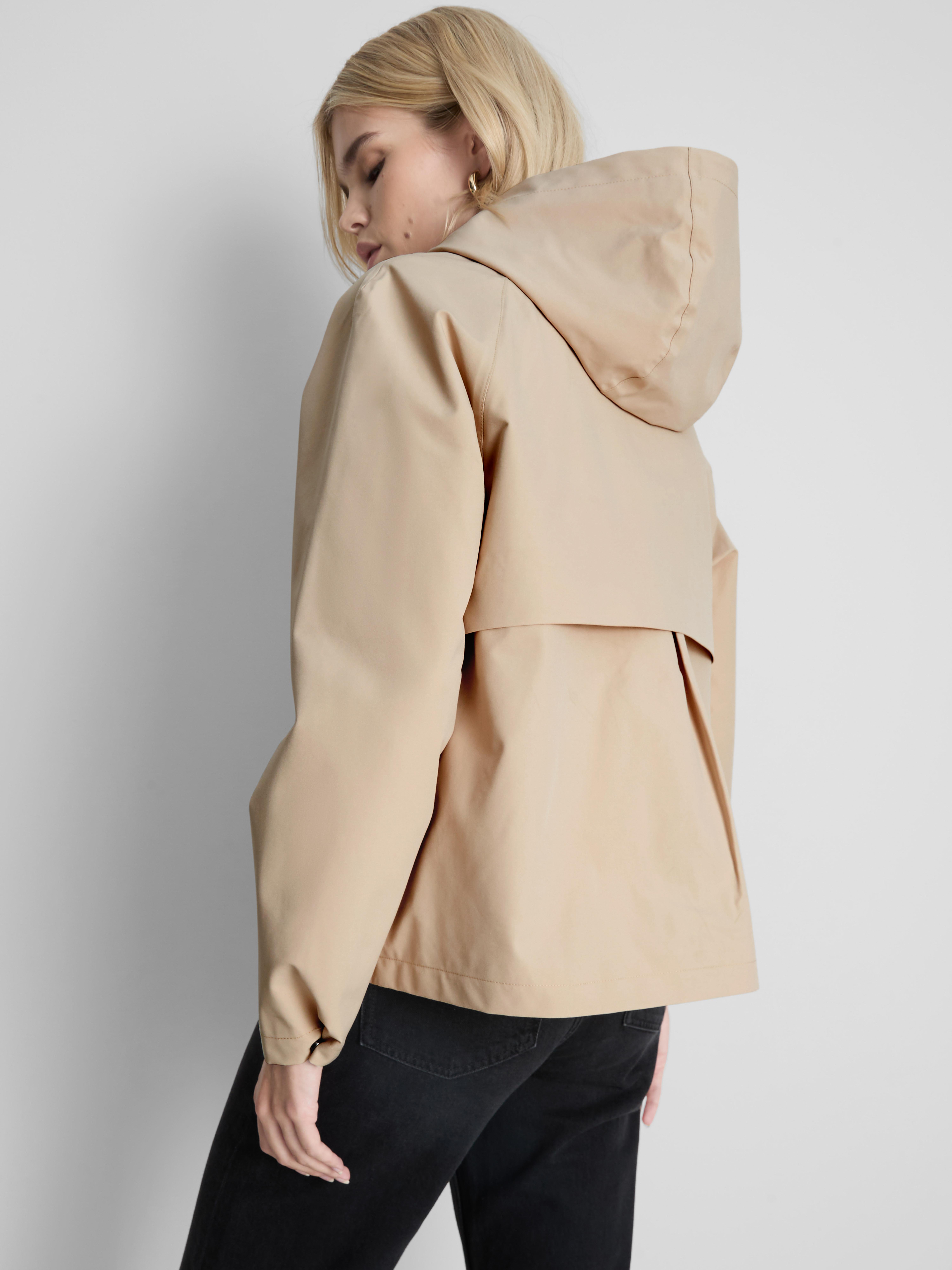 Short Raglan-Sleeve Raincoat - Mocha