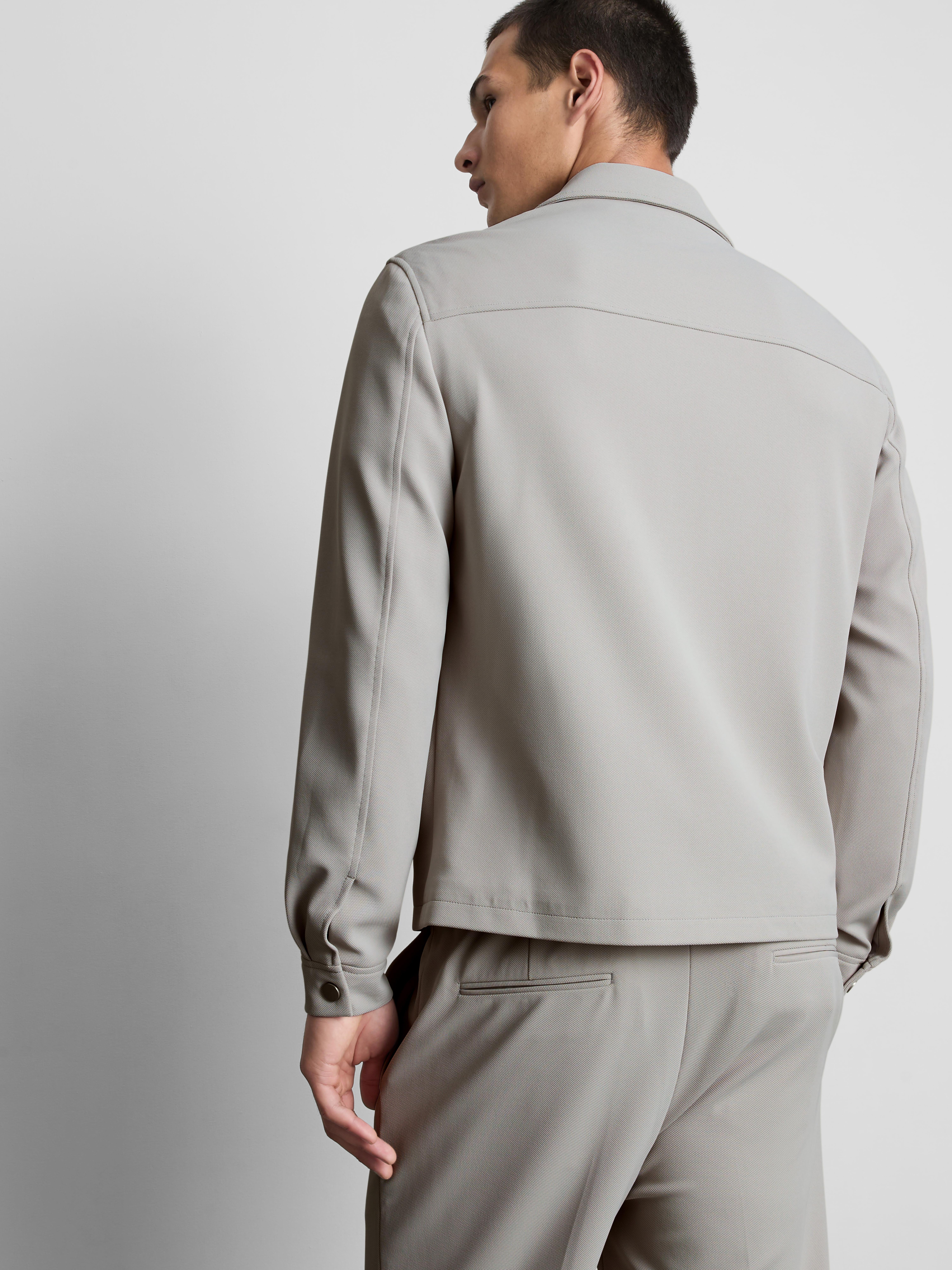 The Edit Regular Fit Collared Jacket - Light Gray