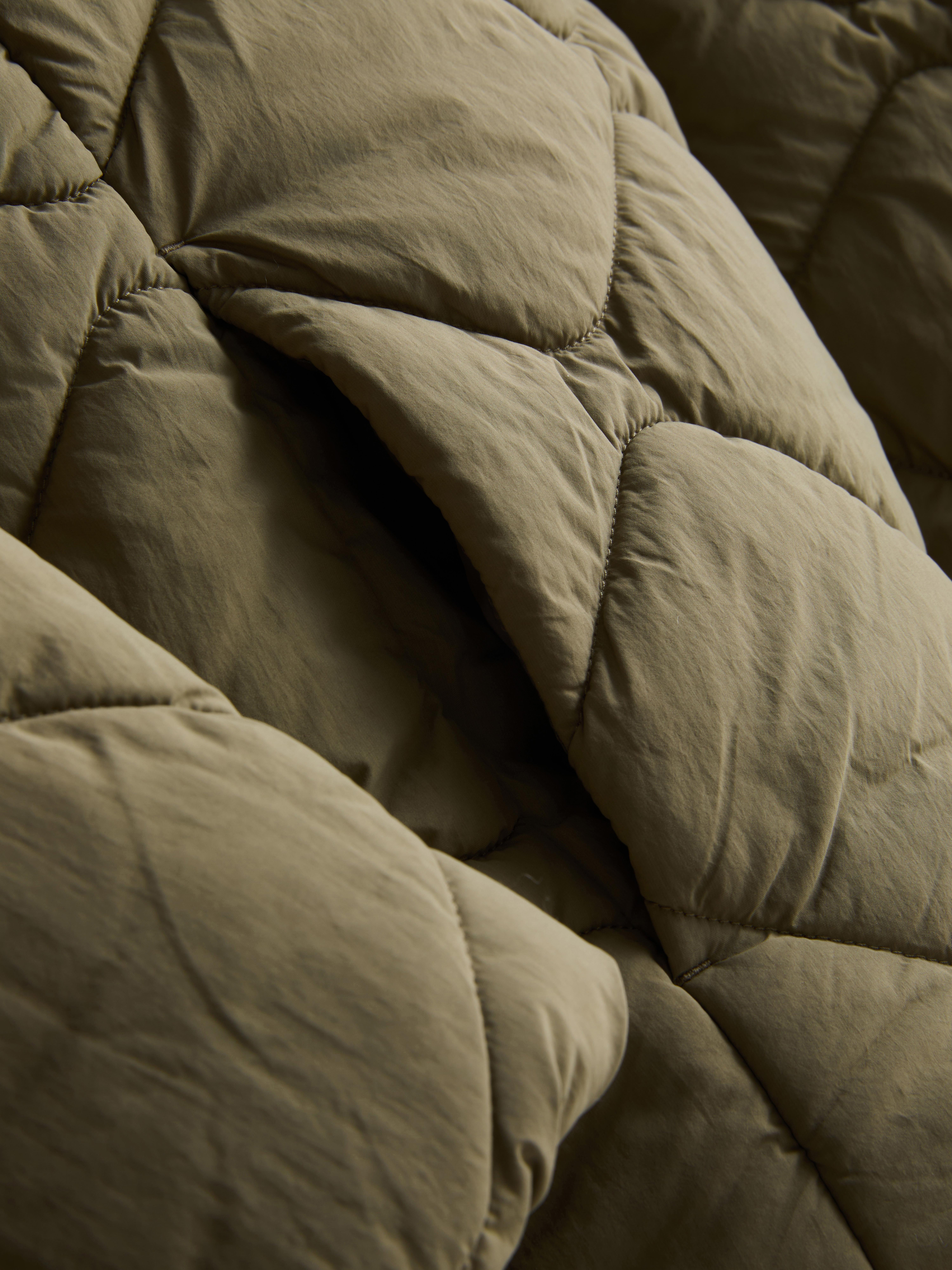 Quilted Funnel Neck Jacket - Olive