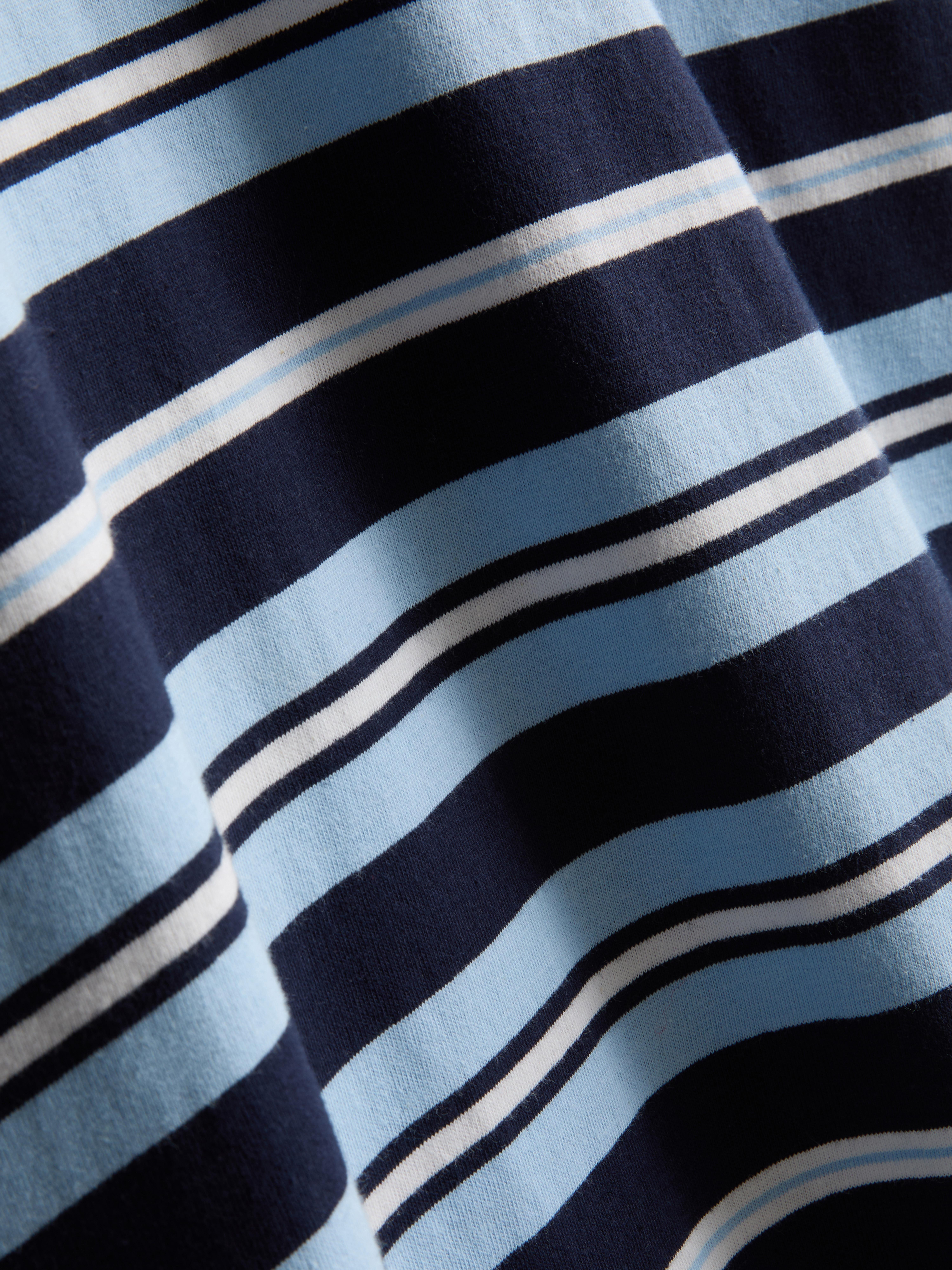 Pure Cotton Striped Boxy T-Shirt - Blue