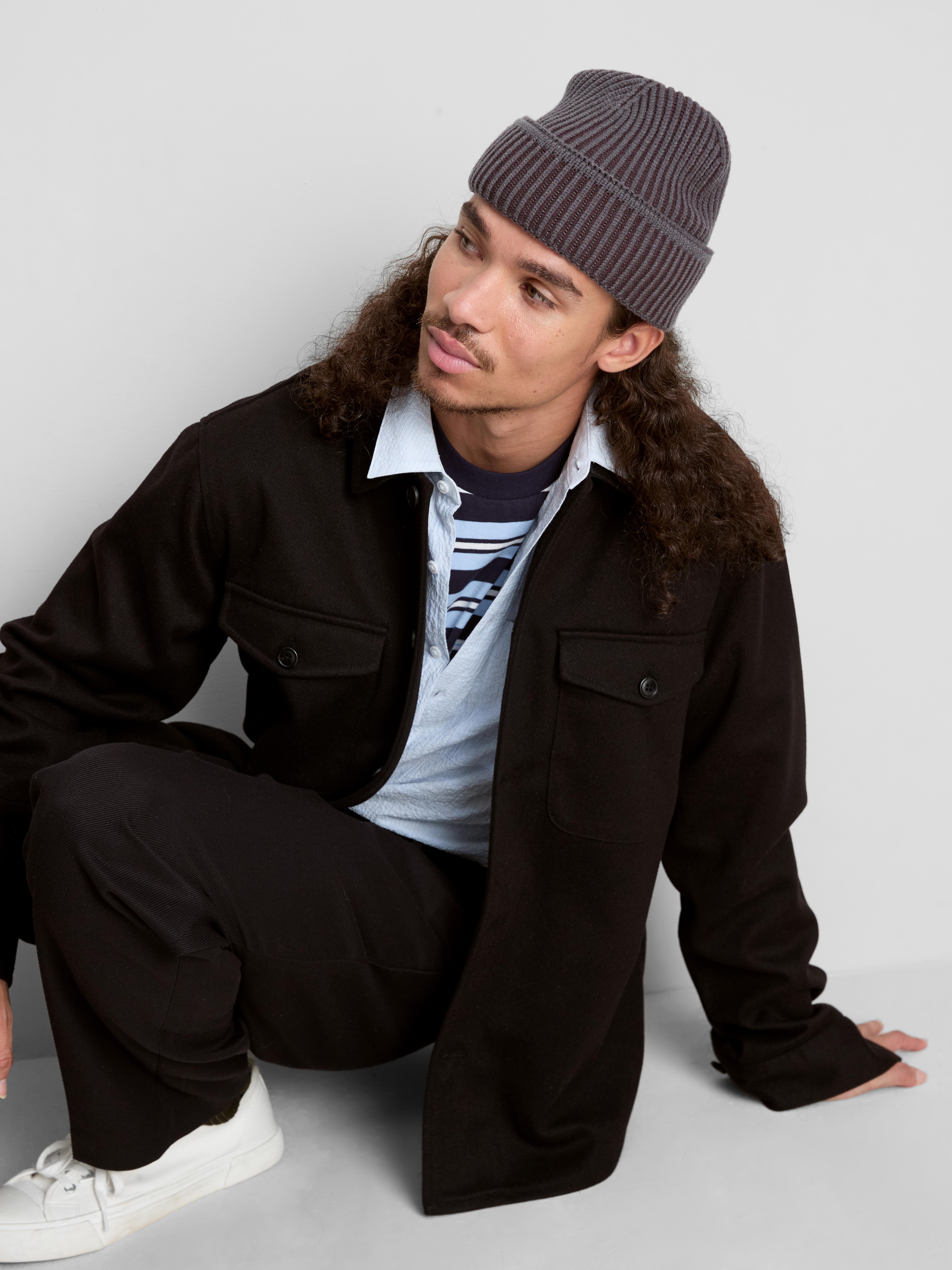 Button-Down Twill Overshirt With Chest Pockets - Black