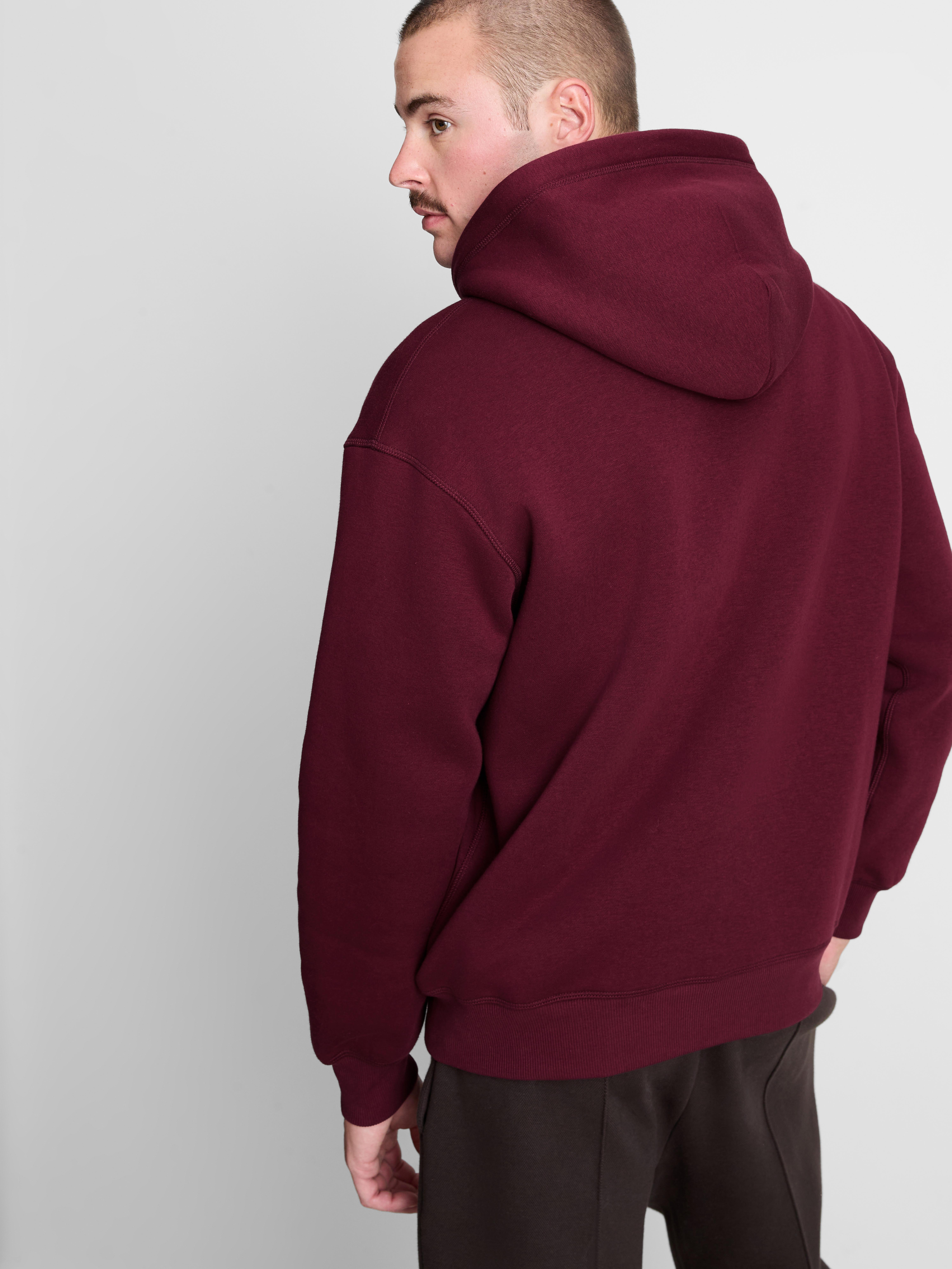 Oversized Pullover Hoodie - Wine
