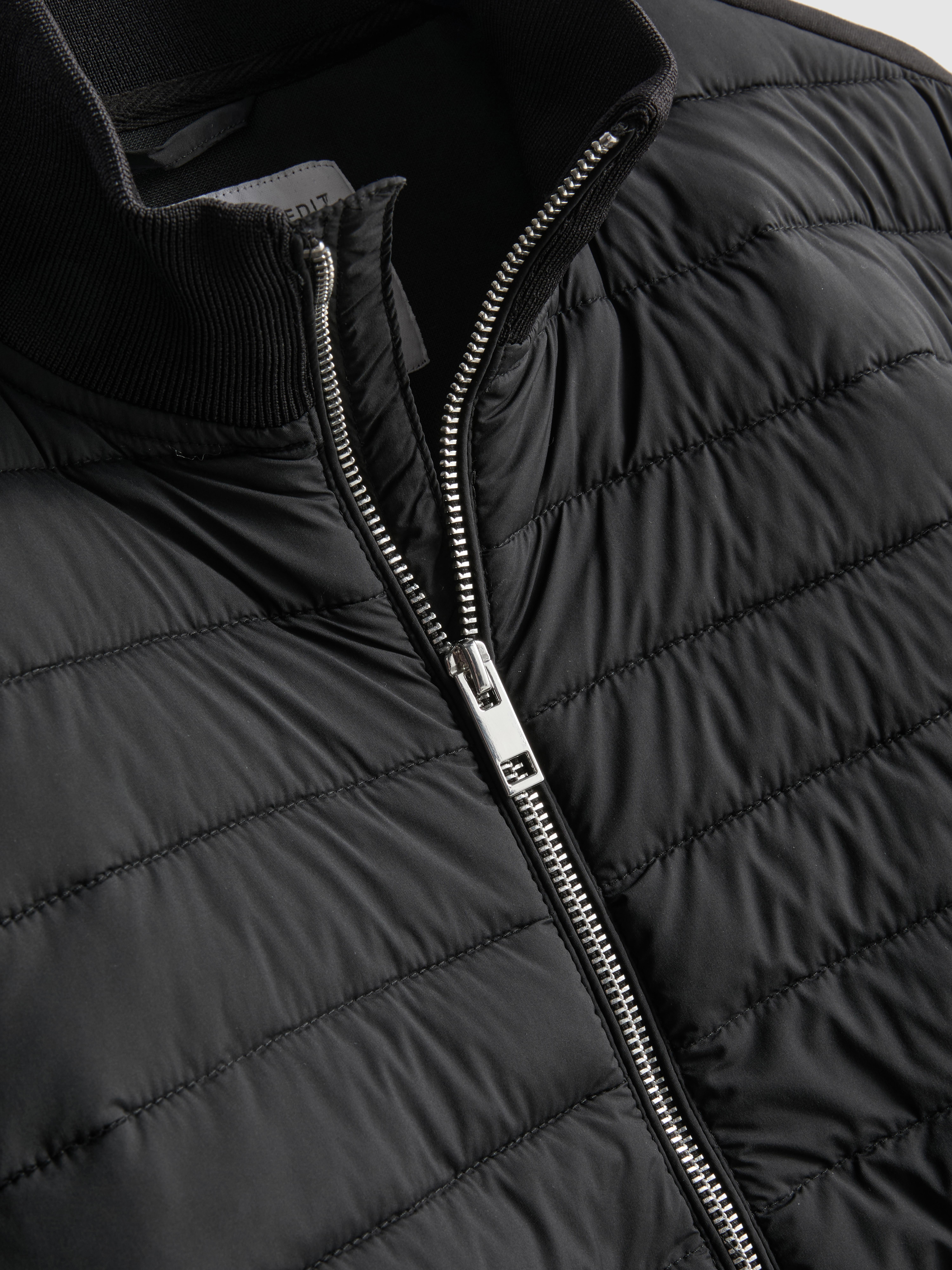 The Edit Quilted Panel Jacket - Black