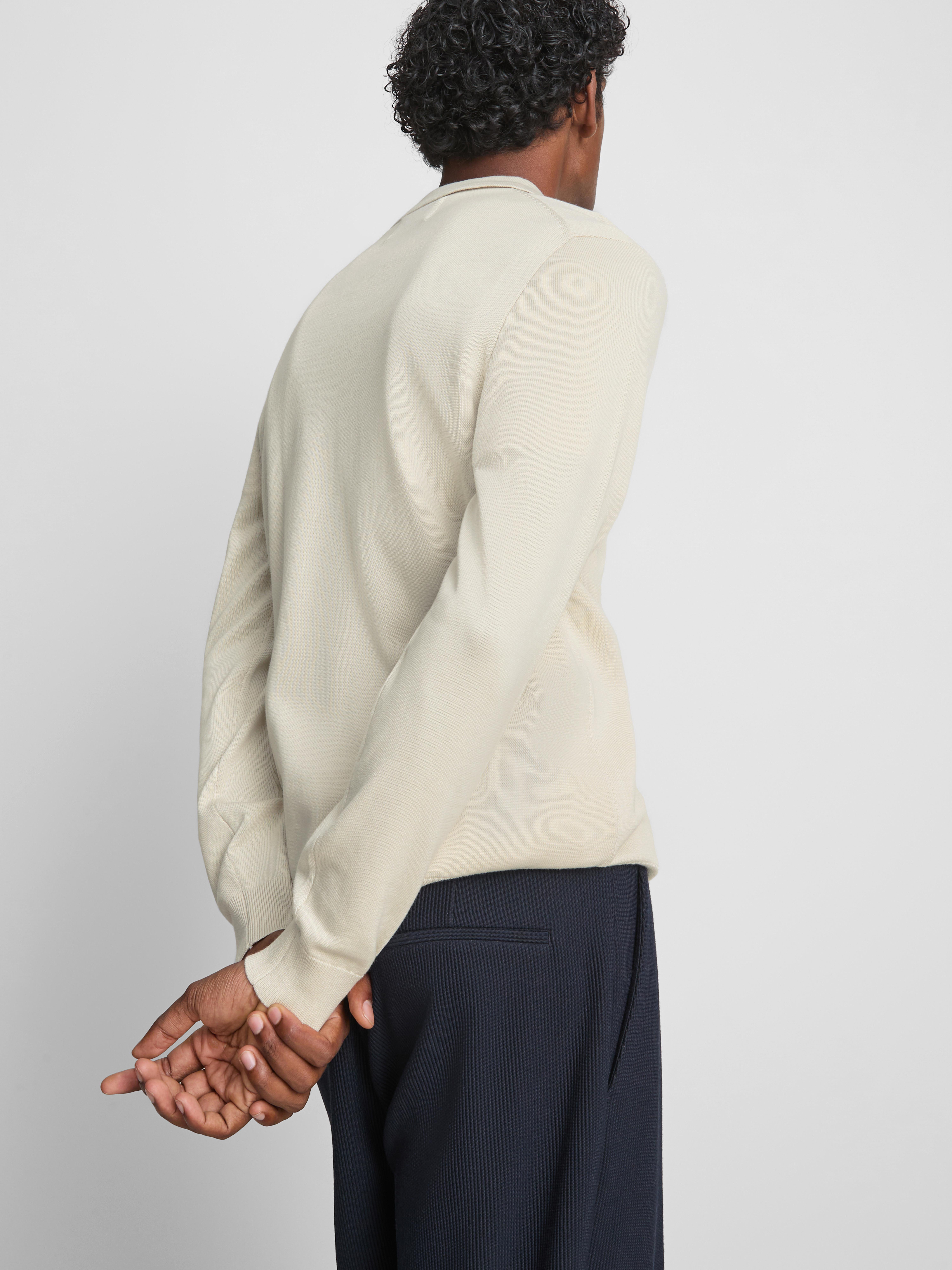 Knitted Long-Sleeve Polo Shirt - Ivory