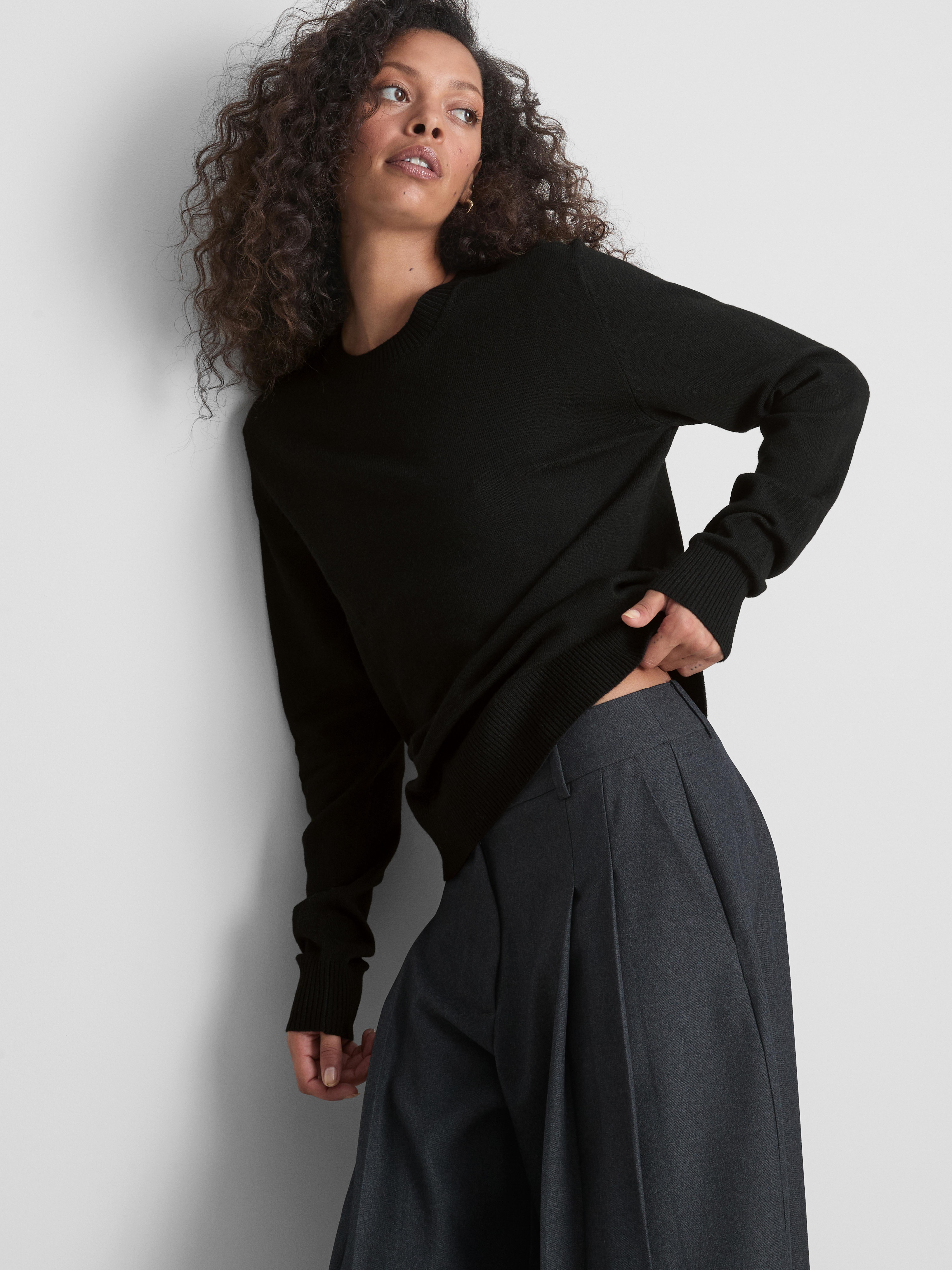 Soft Knitted Crew Neck Sweater - Black