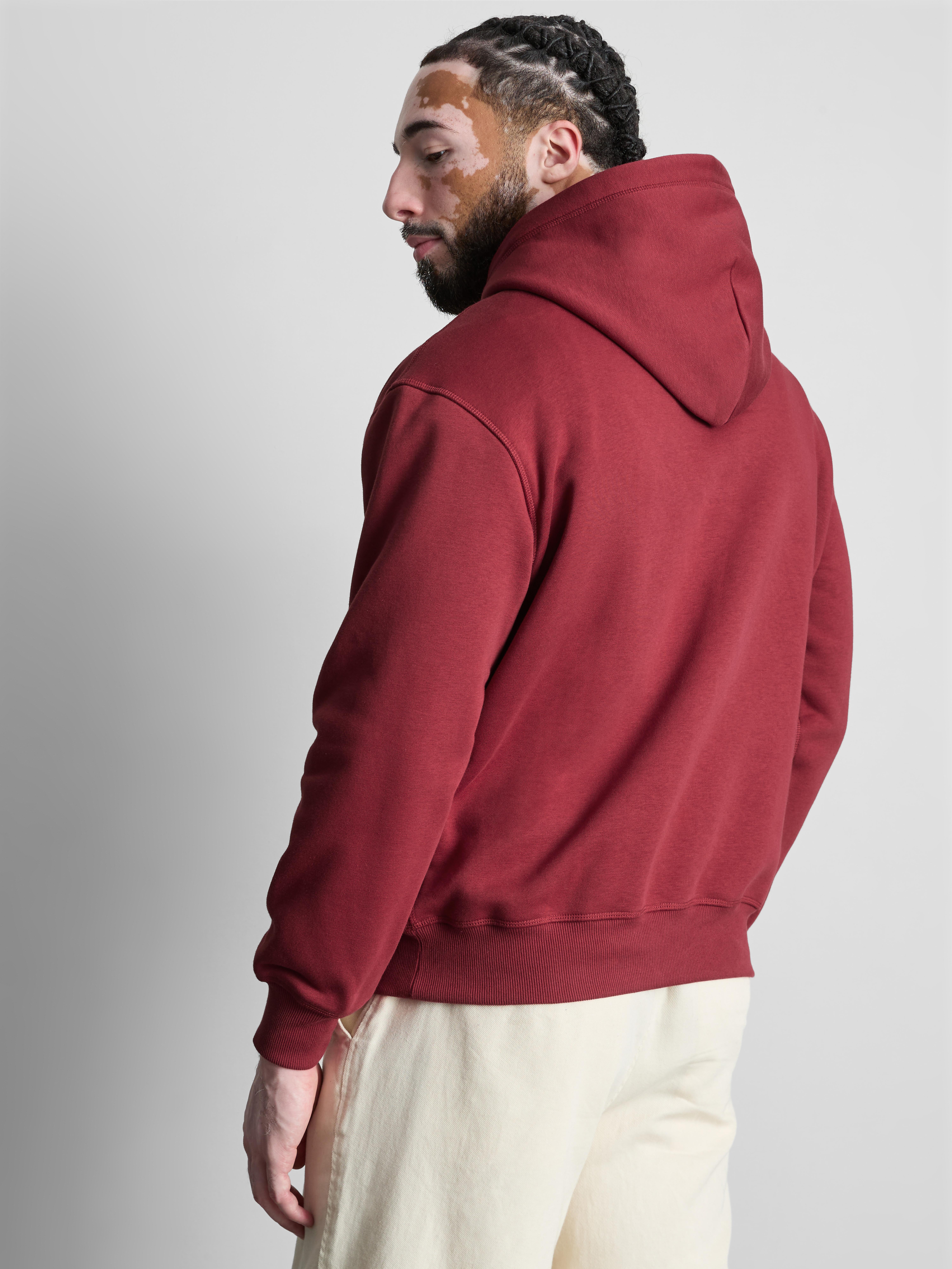 Oversized Pullover Hoodie - Dark Red