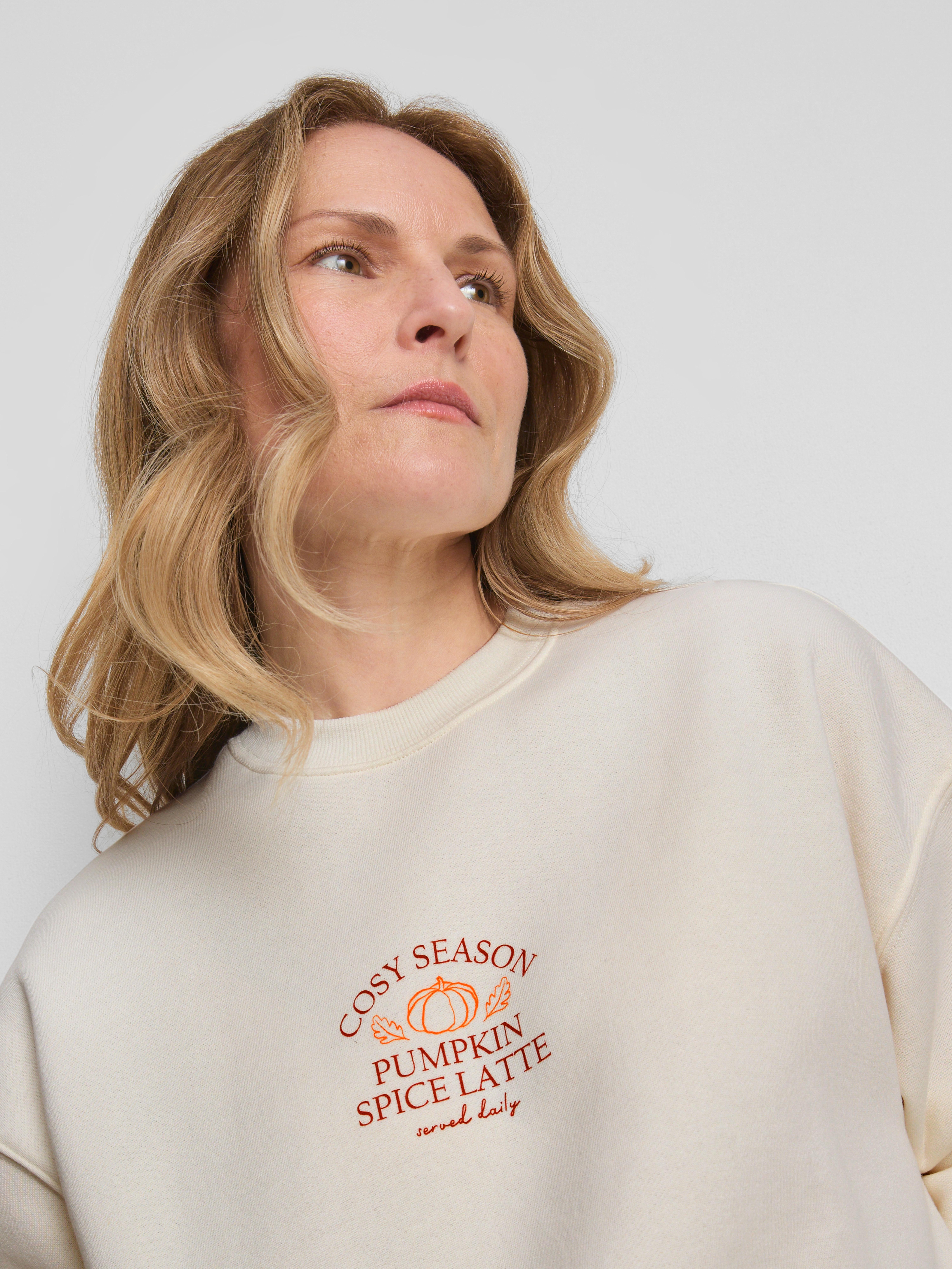 Cotton Blend Relaxed Graphic Sweatshirt - Ivory