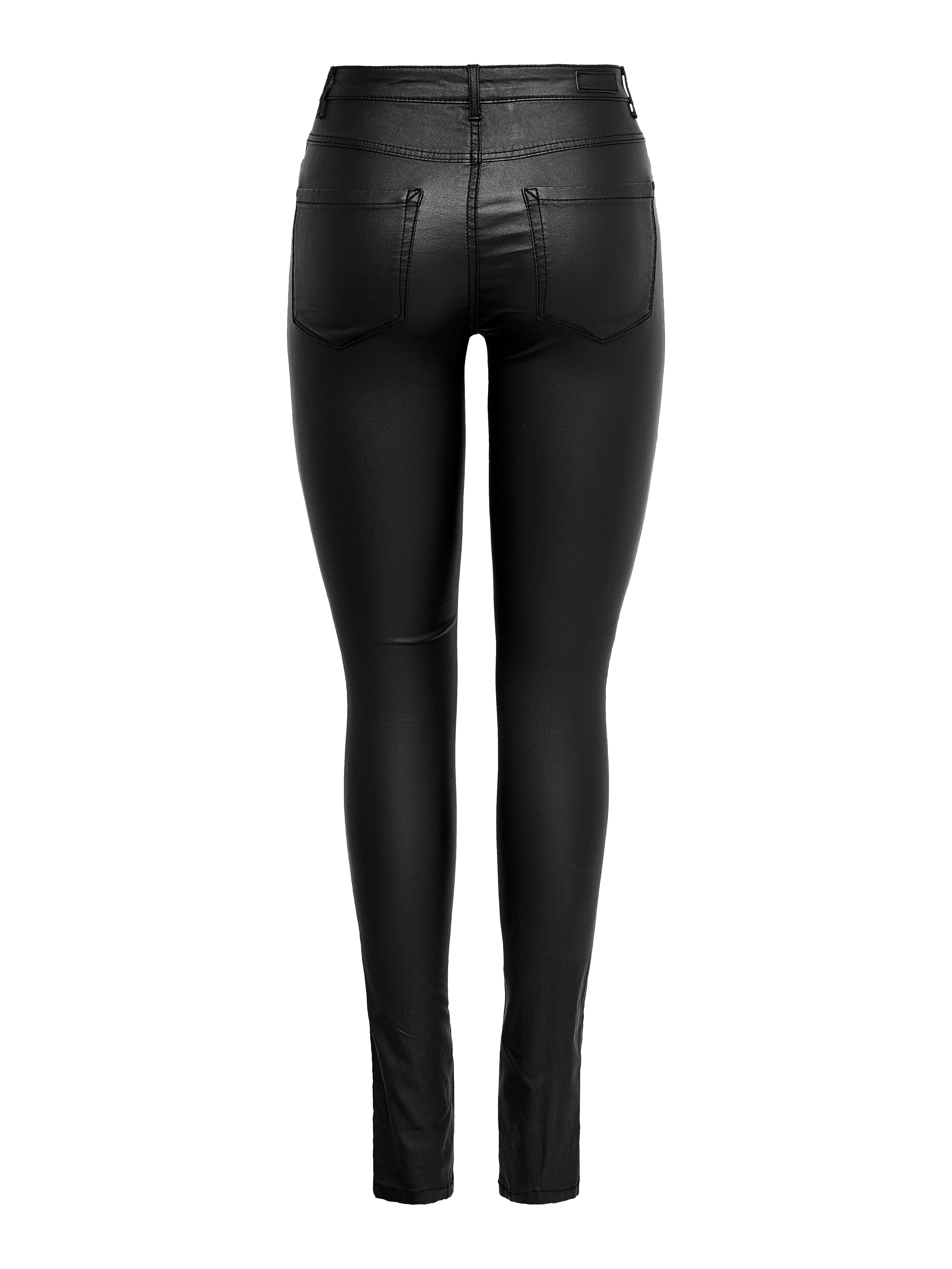 ONLROYAL Skinny Fit coated Leather trousers Black