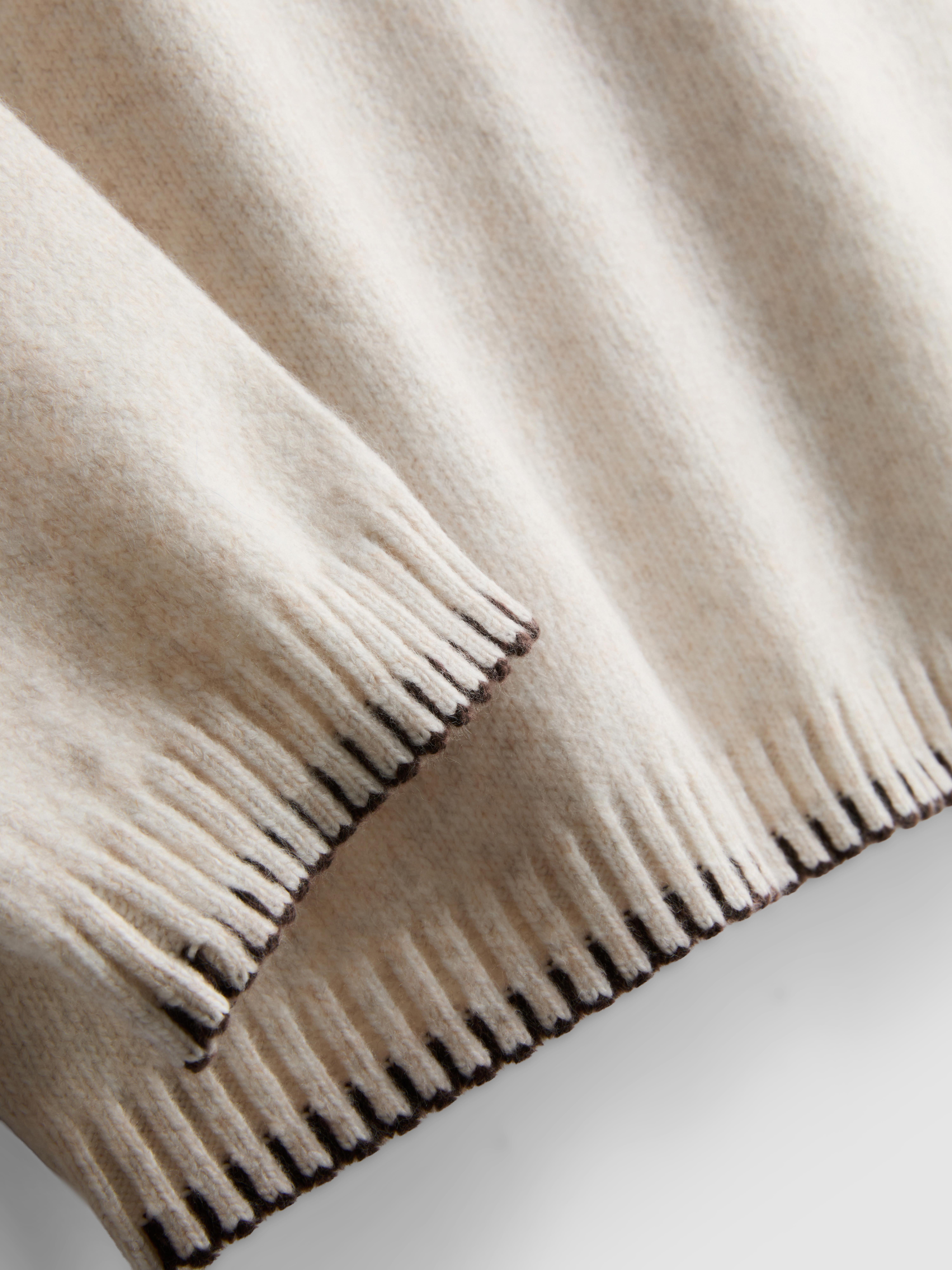 Knitted Stitch-Detail Crewneck Sweater - Ivory