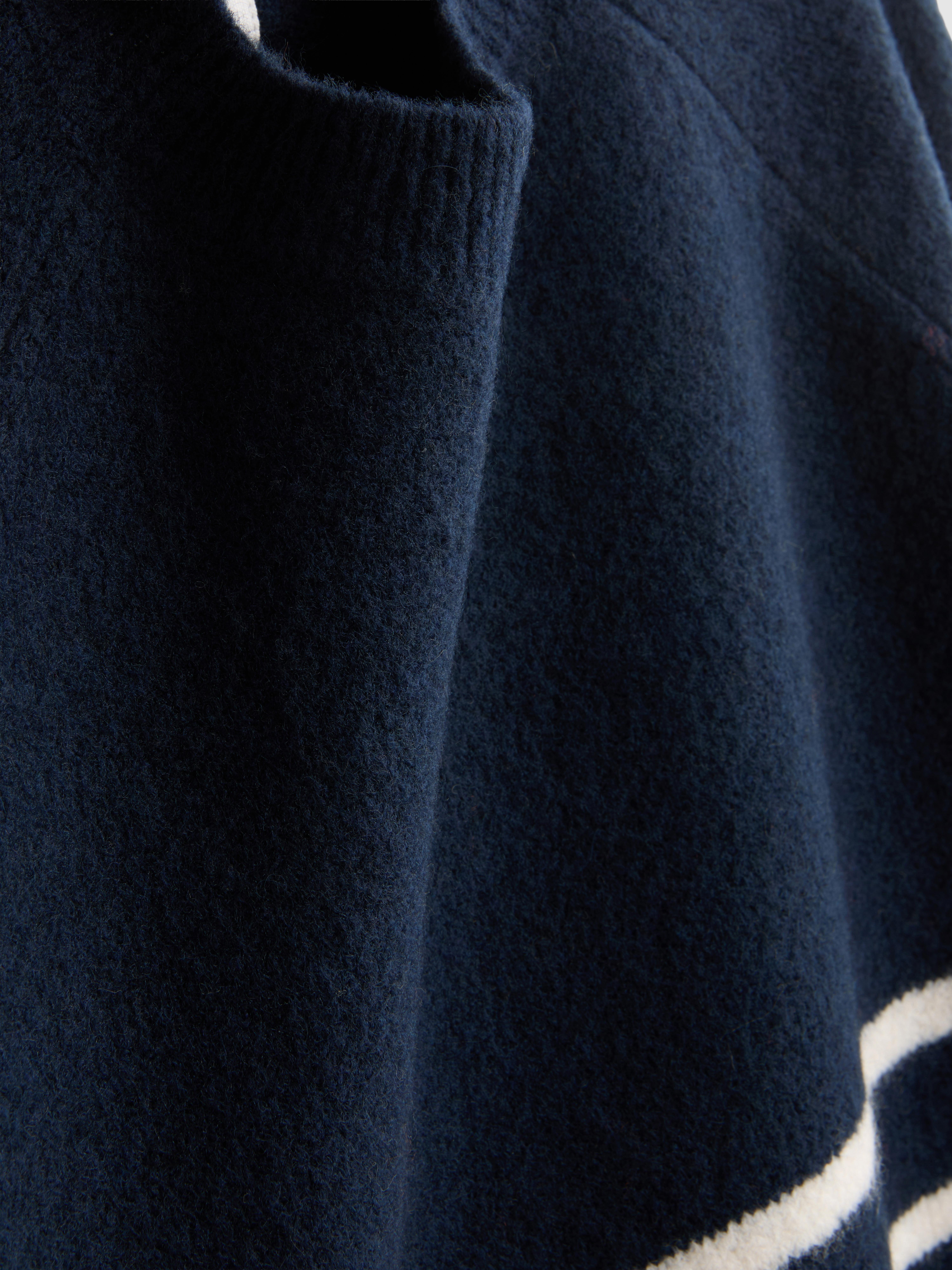 Wool-Blend Knitted Boxy T-Shirt - Navy