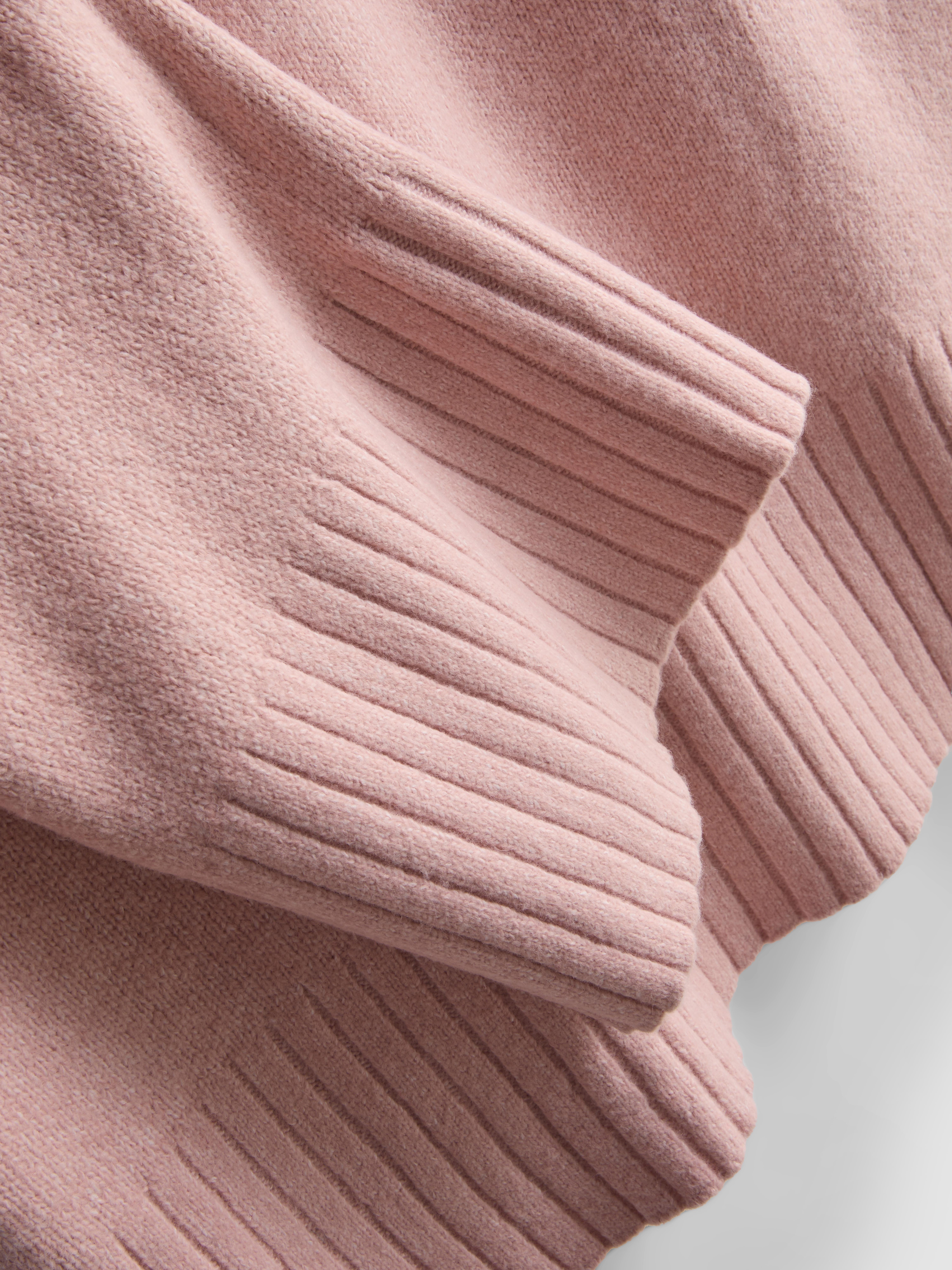 Knitted Wide-Sleeve Sweater - Blush