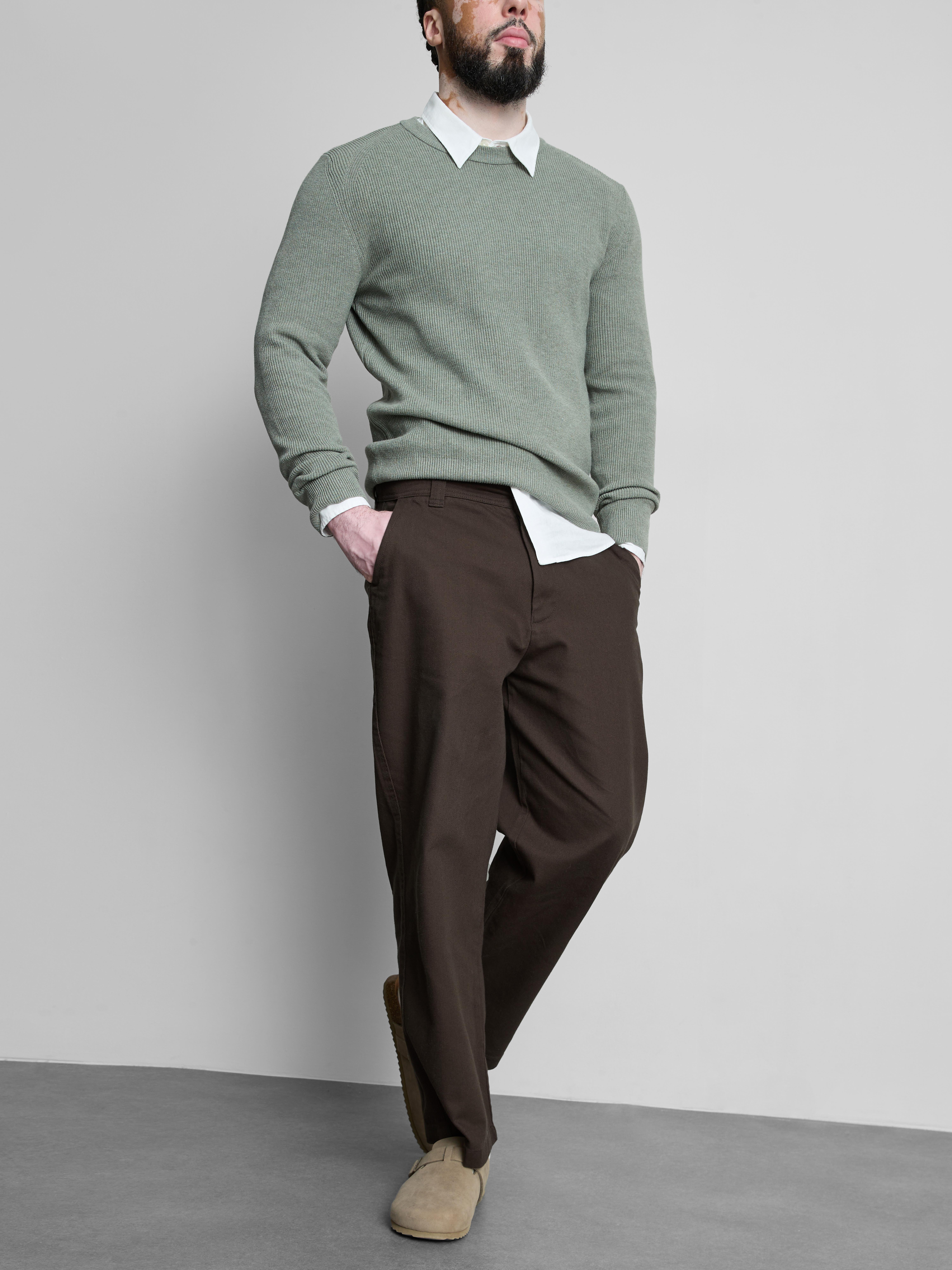 Mid-Rise Chino Pants - Brown